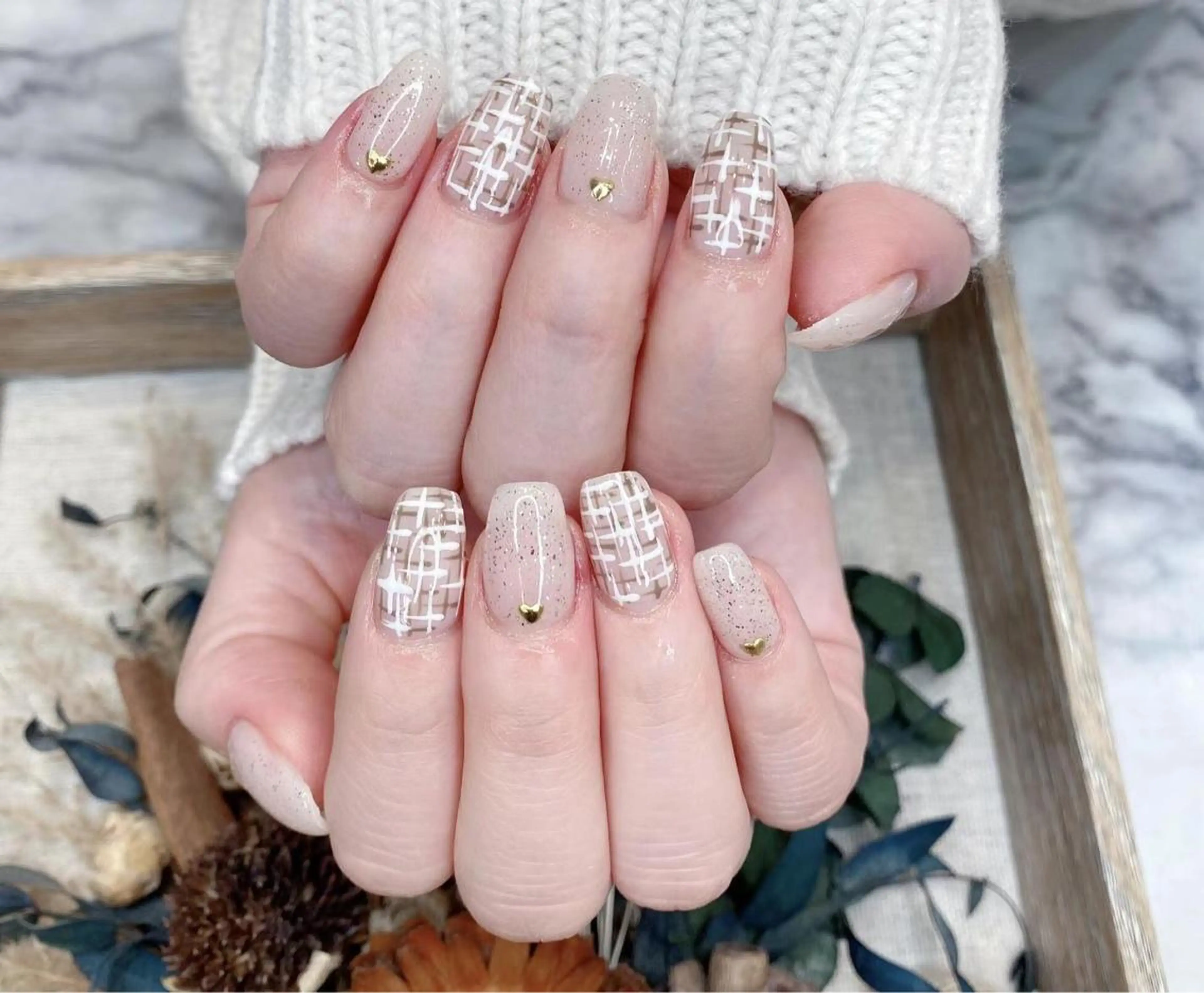 ネイル アートネイル ゴールド ハート ラメ(グリッター) シルバー Babarla nailのネイルデザイン