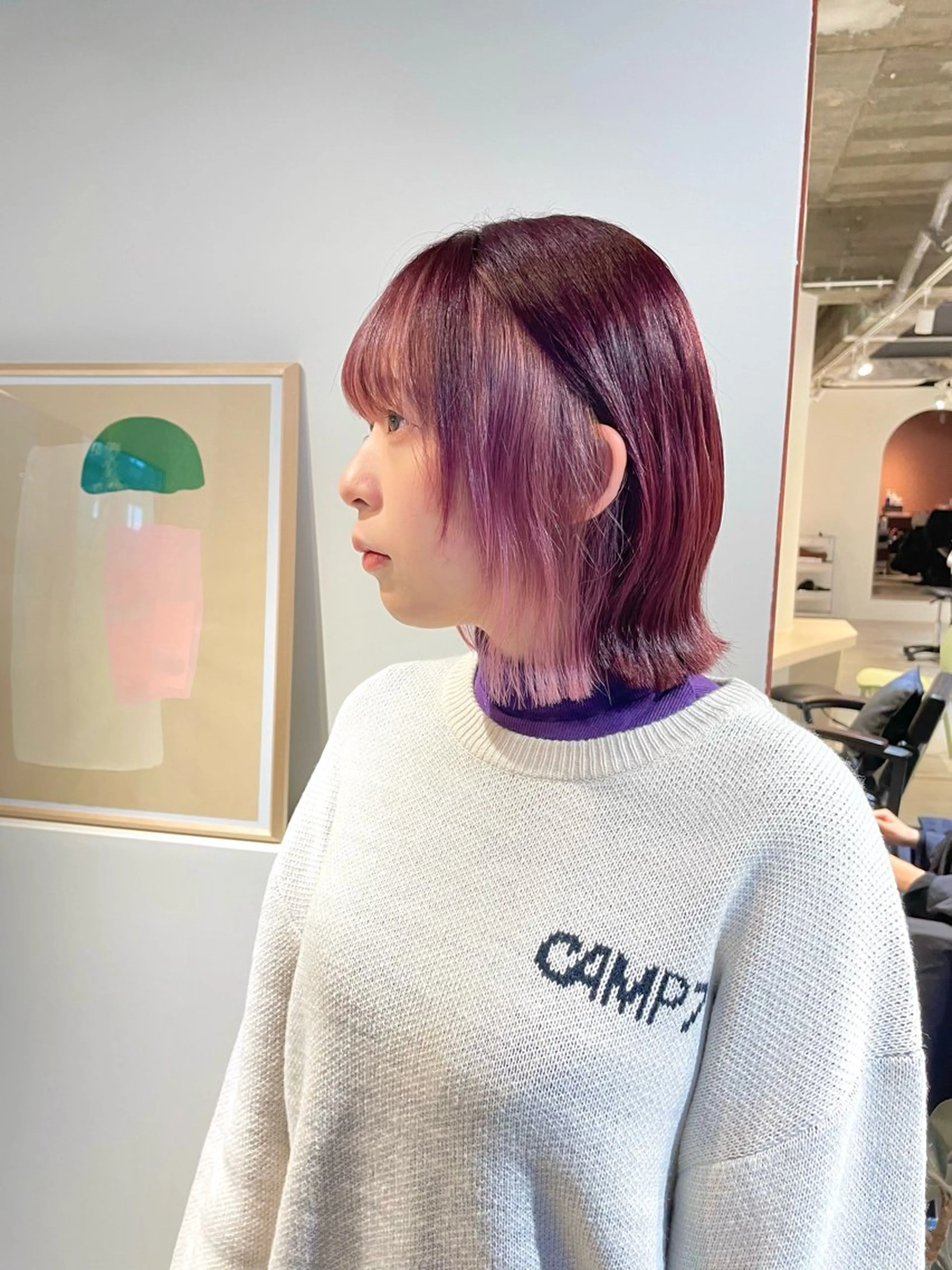 ショート カラー 前下がりボブ アディクシーカラー アッシュ ベージュカラー グレージュ 髪質改善スペシャリス ト長尾勇弥/梅田中津のヘアスタイル