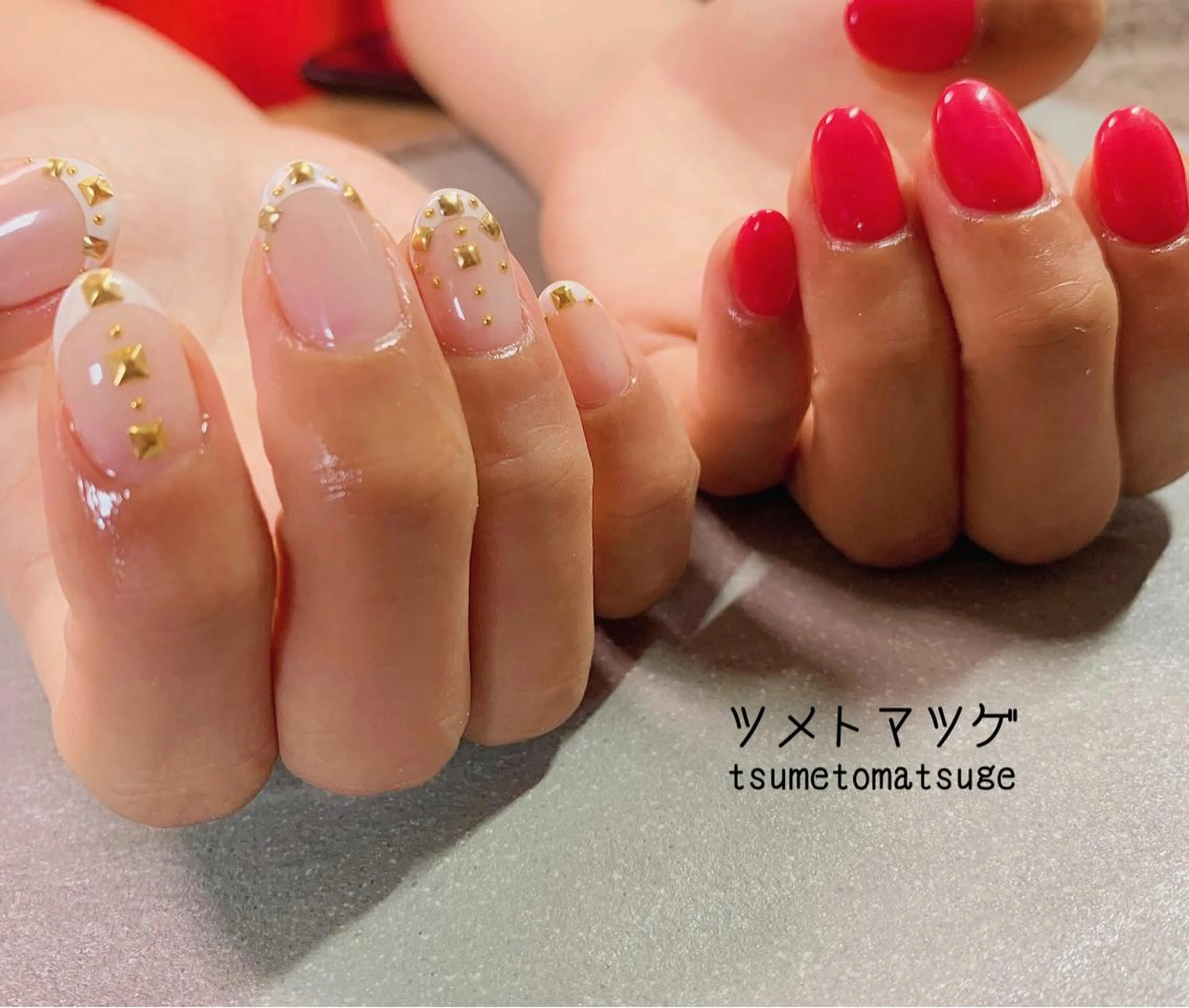 ミディアム ネイル アートネイル ハンドネイル ツメトマツゲ .のネイルデザイン