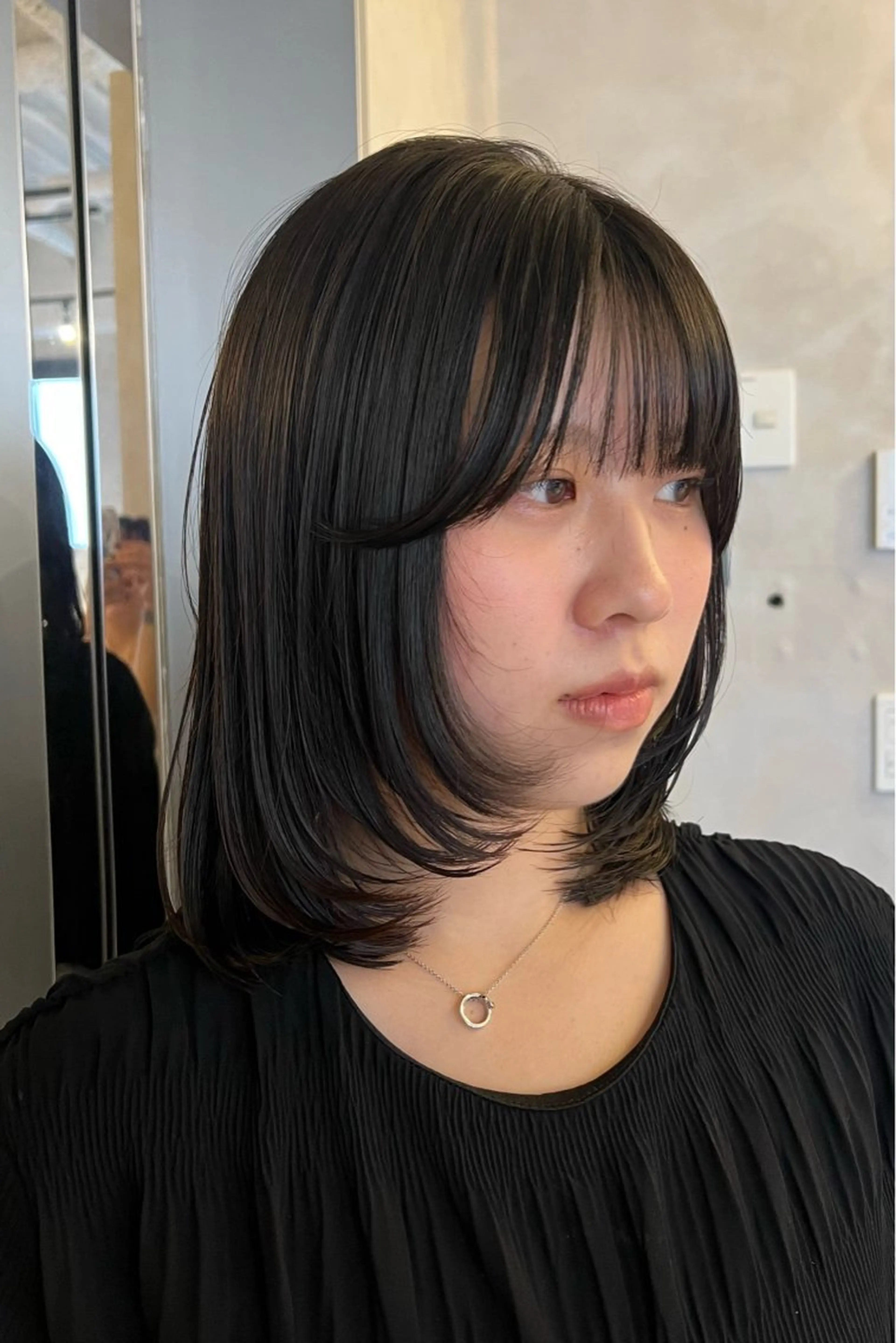 ミディアム ミディアムレイヤー 伸ばしかけ レイヤーカット 梅田/似合わせボブ /顔周り/RINKAのヘアスタイル