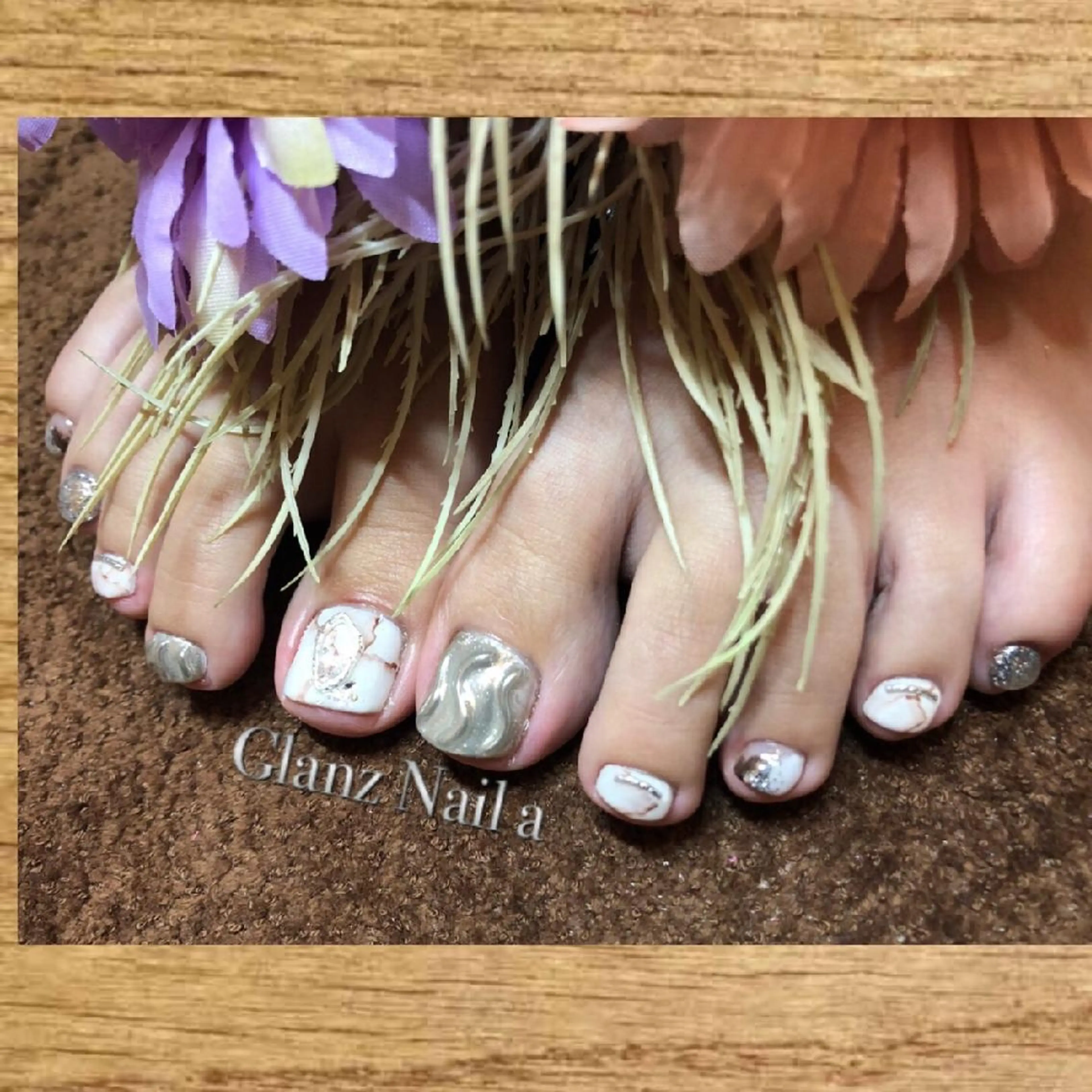 ネイル フットネイル 大理石ネイル(マーブル) ニュアンスネイル Glanz  Nail aのネイルデザイン