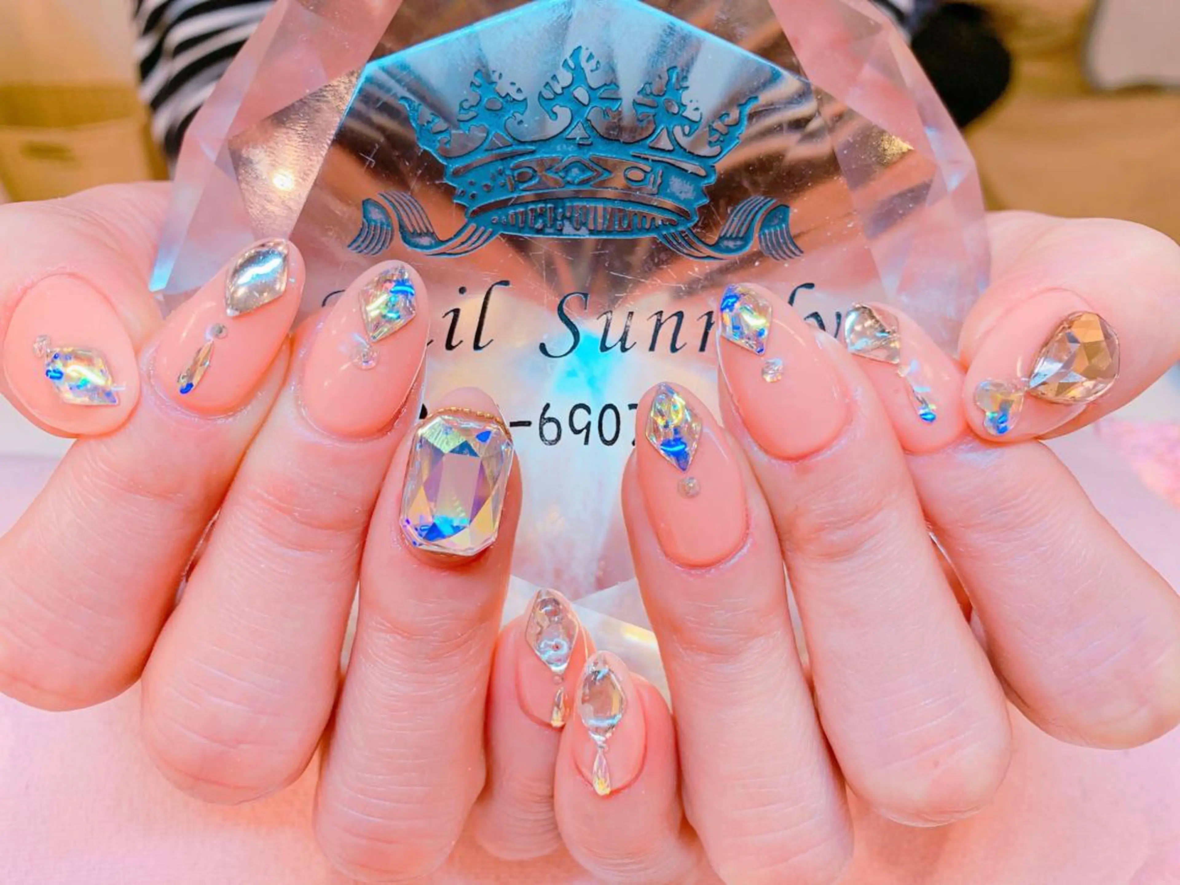 ネイル ストーンネイル 長さだし専門店 M2　rikaのネイルデザイン