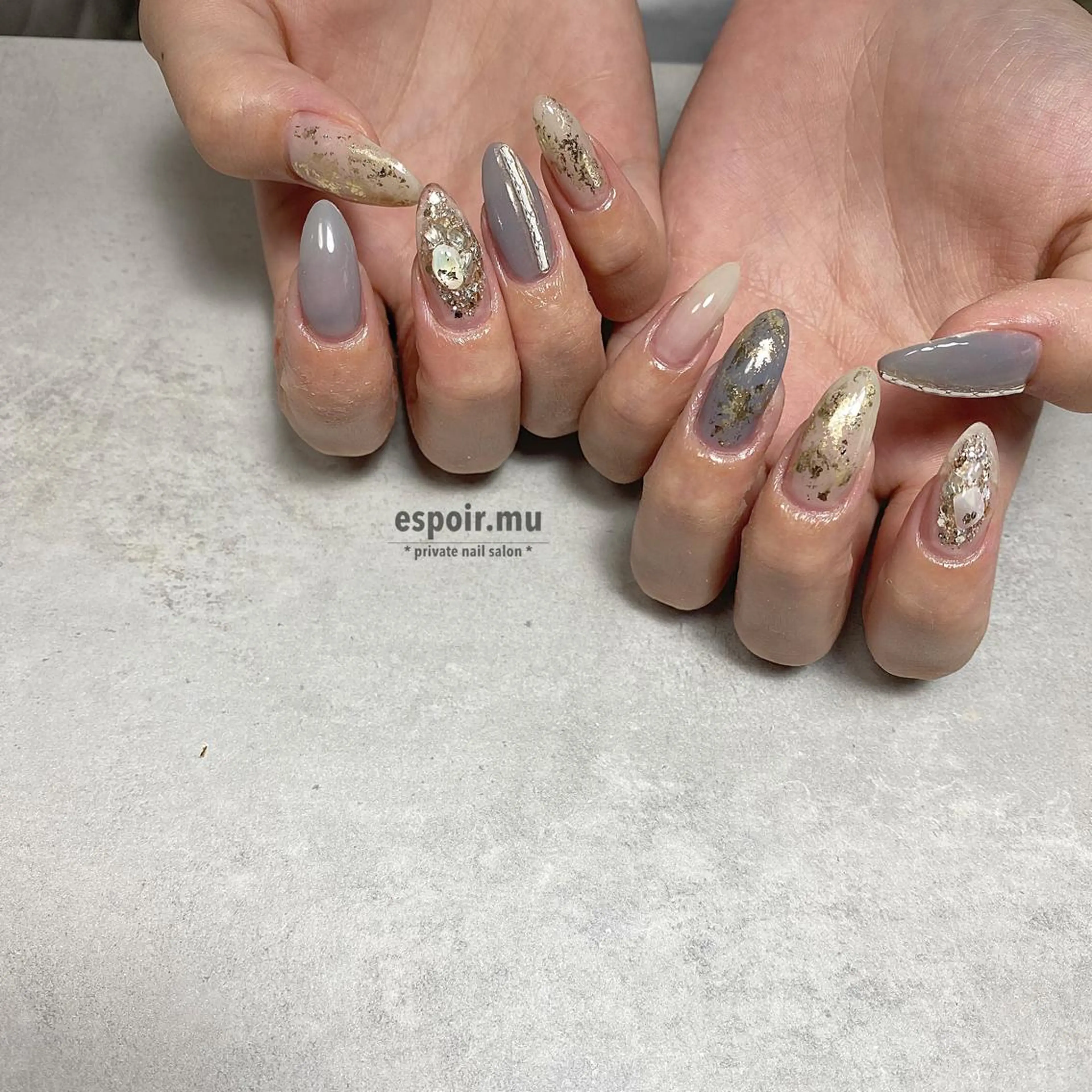 ロング ネイル espoir. muのネイルデザイン