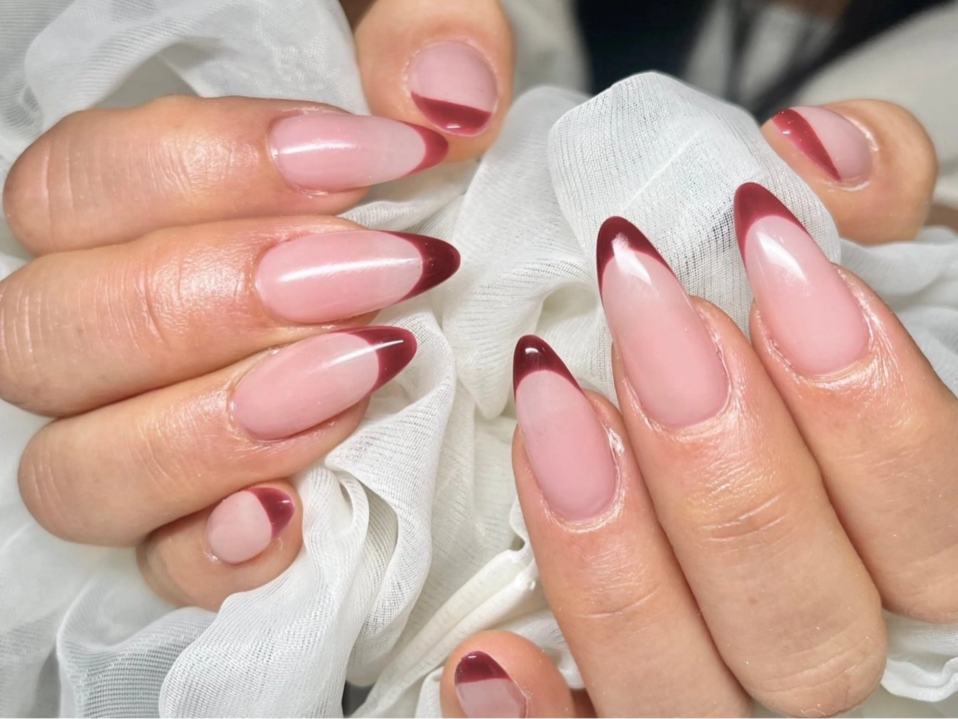 ネイル 長さ出し フレンチネイル ジェルネイル グラデーション 韓国ネイル ハンドネイル Nail&eye Belire 新宿のネイルデザイン