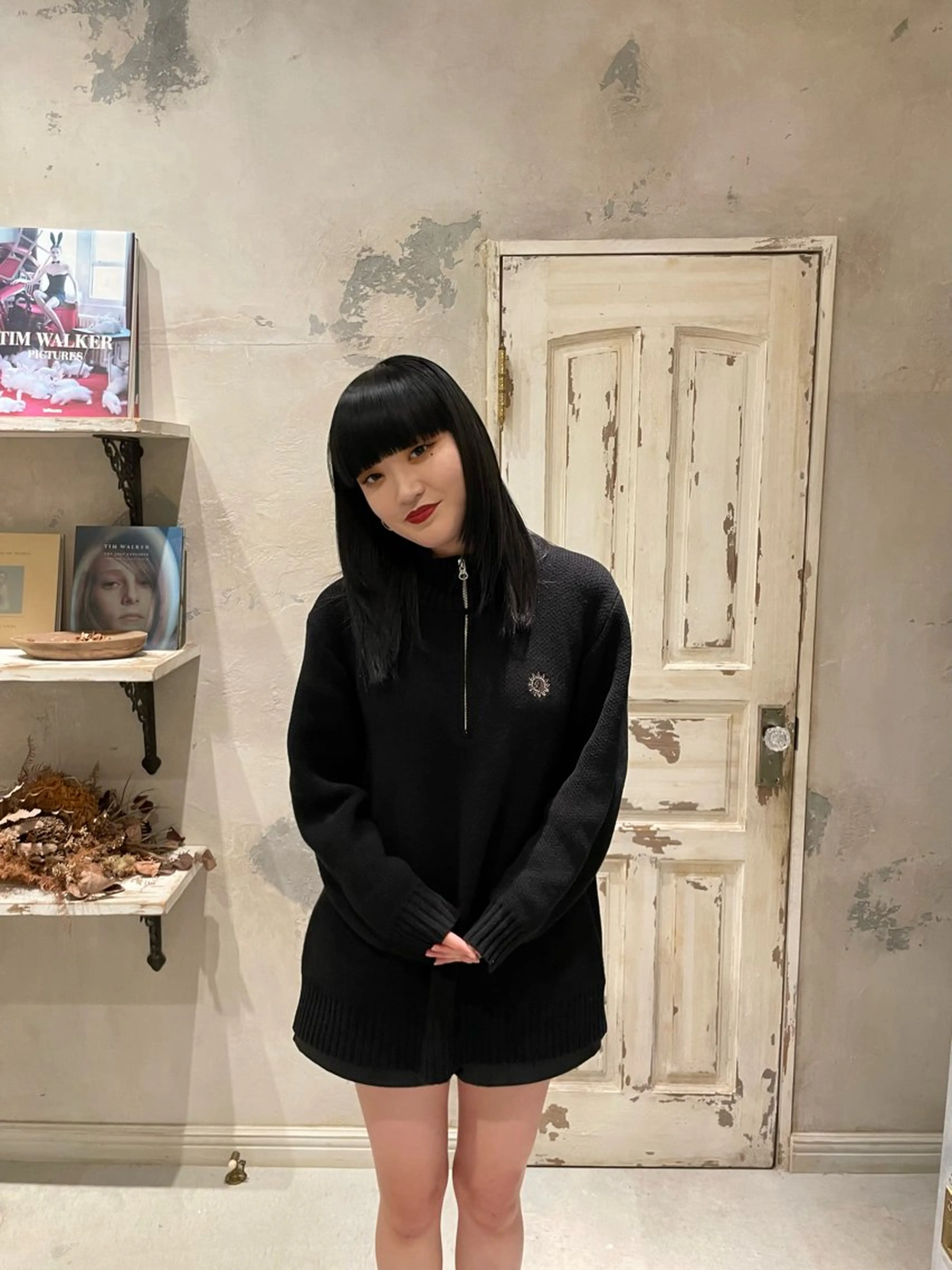 ロング カラー 黒髪 ブルーカラー ブルーブラック なかやま れいかのヘアスタイル