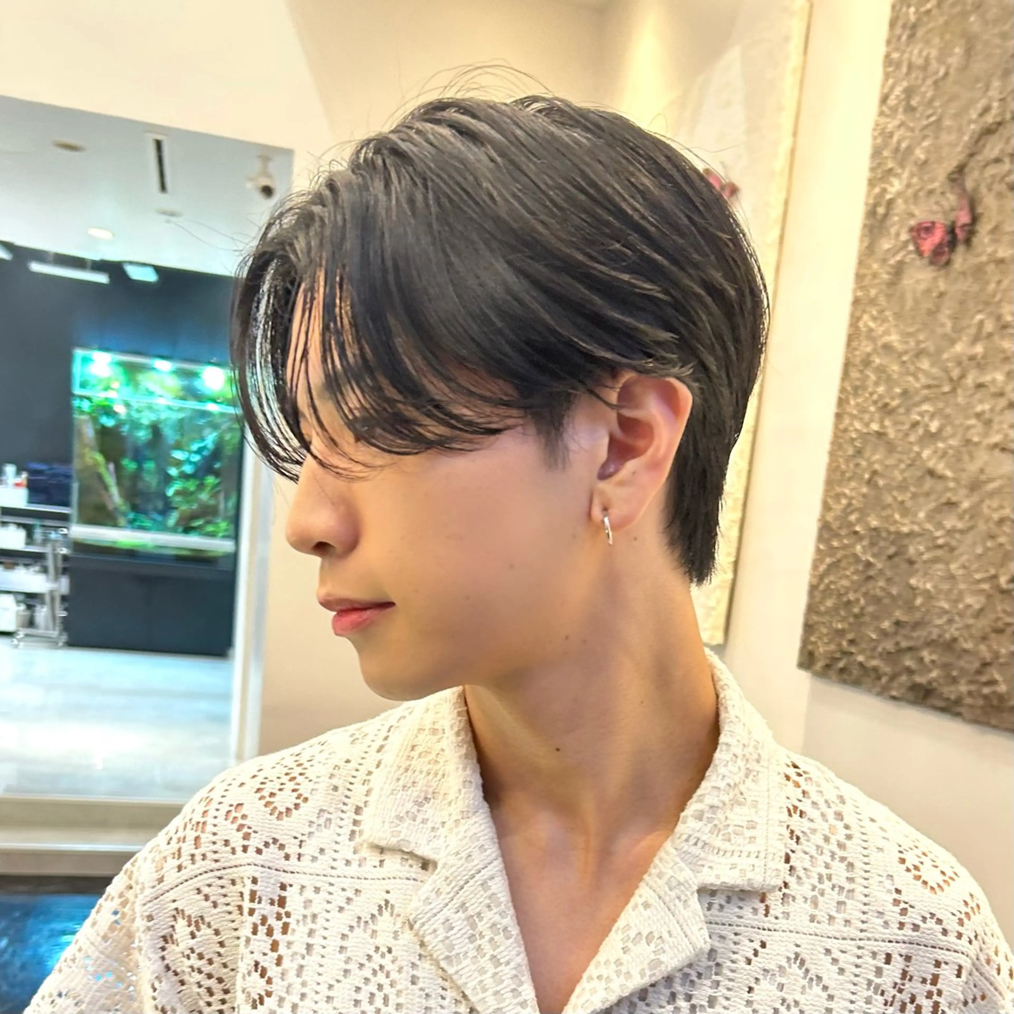 ミディアム パーマ メンズ 岡田大志🇰🇷 中/韓メンズヘアのヘアスタイル