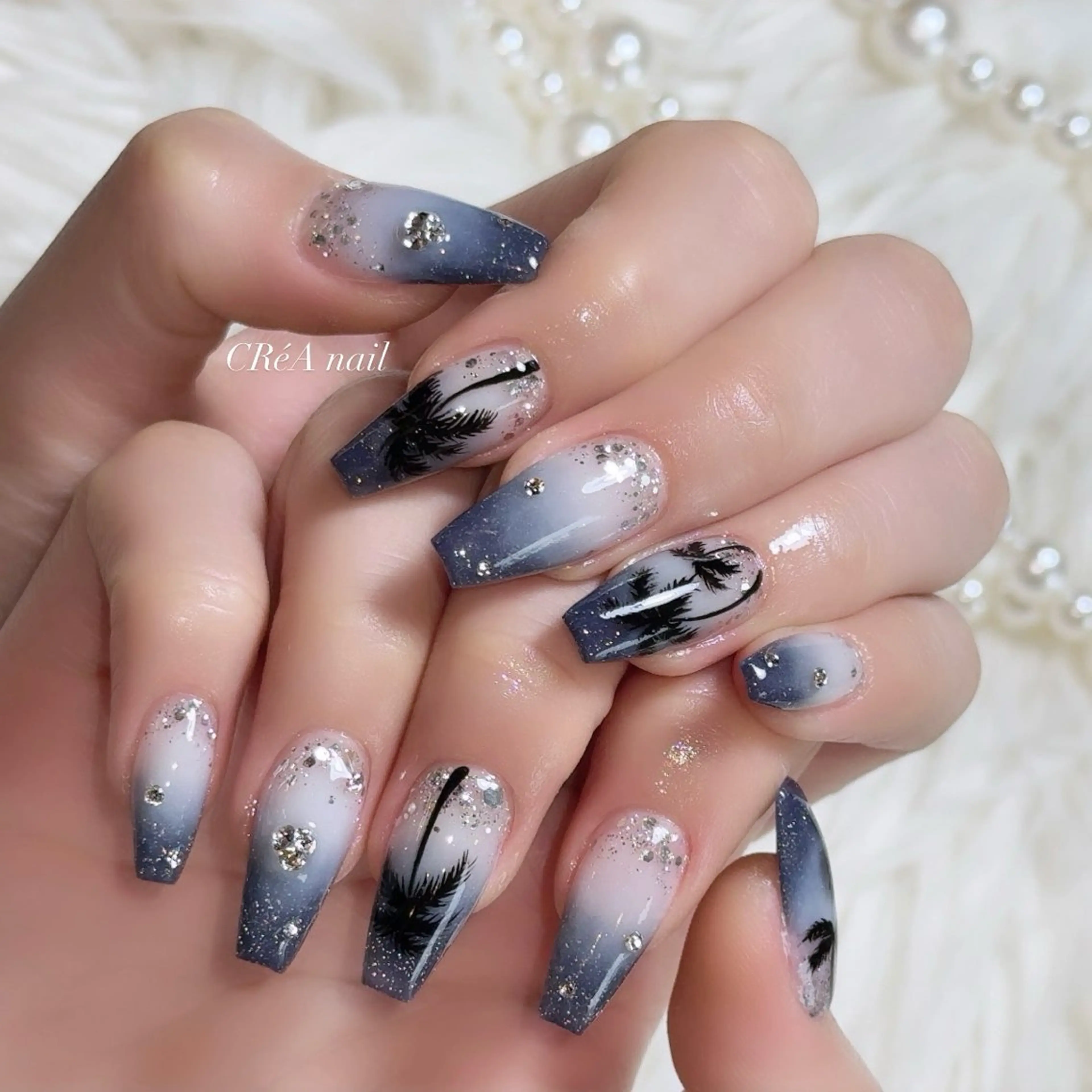 ネイル アートネイル ロングネイル スカルプネイル 夏ネイル ハンドネイル CRéA　-private nailsalon-所属・CReA nailのネイルデザイン