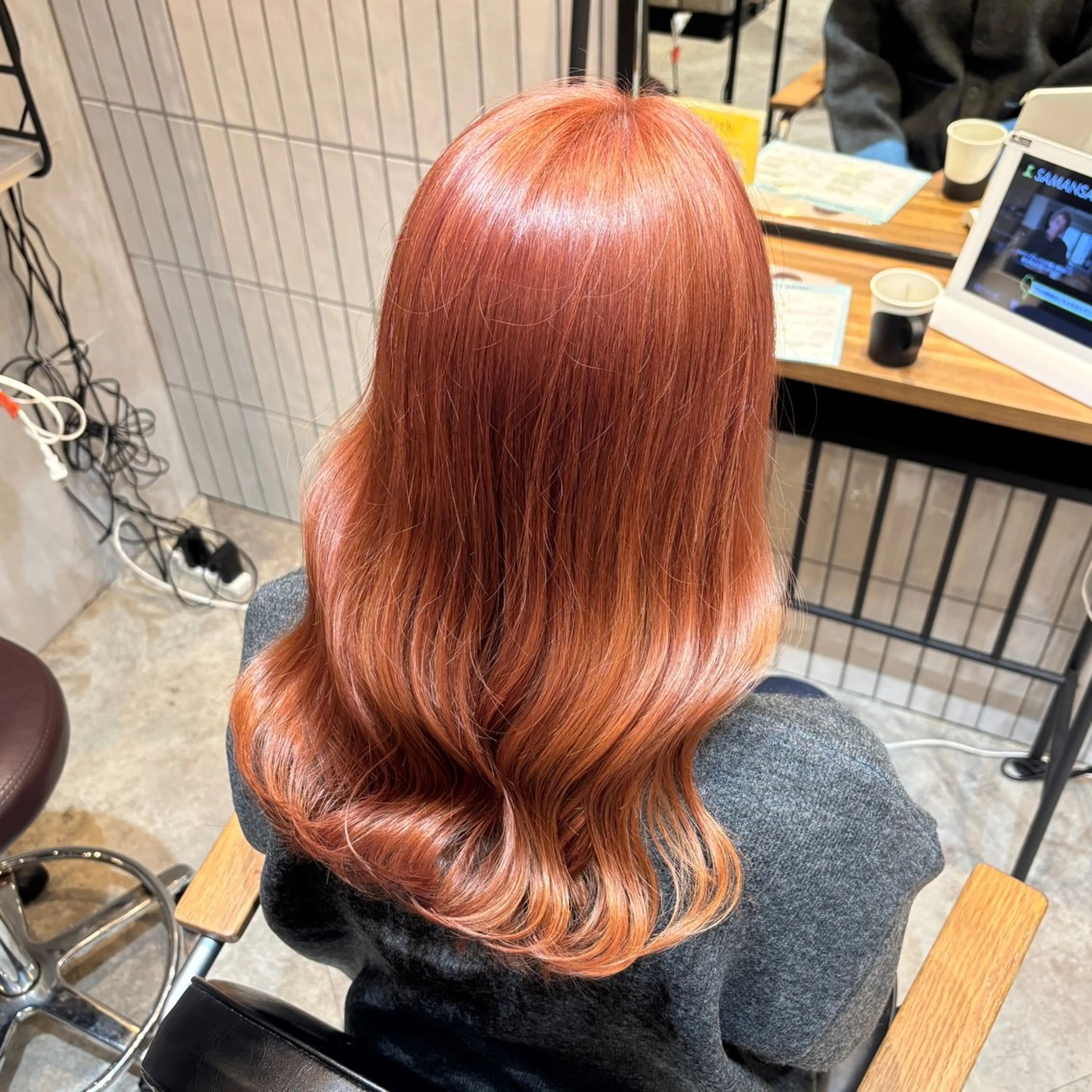 セミロング カラー ブリーチ ブラウンカラー ピンクカラー ピンクブラウン カット ヘアカラー 山本 望理/縮毛矯正 /透明感カラーのヘアスタイル