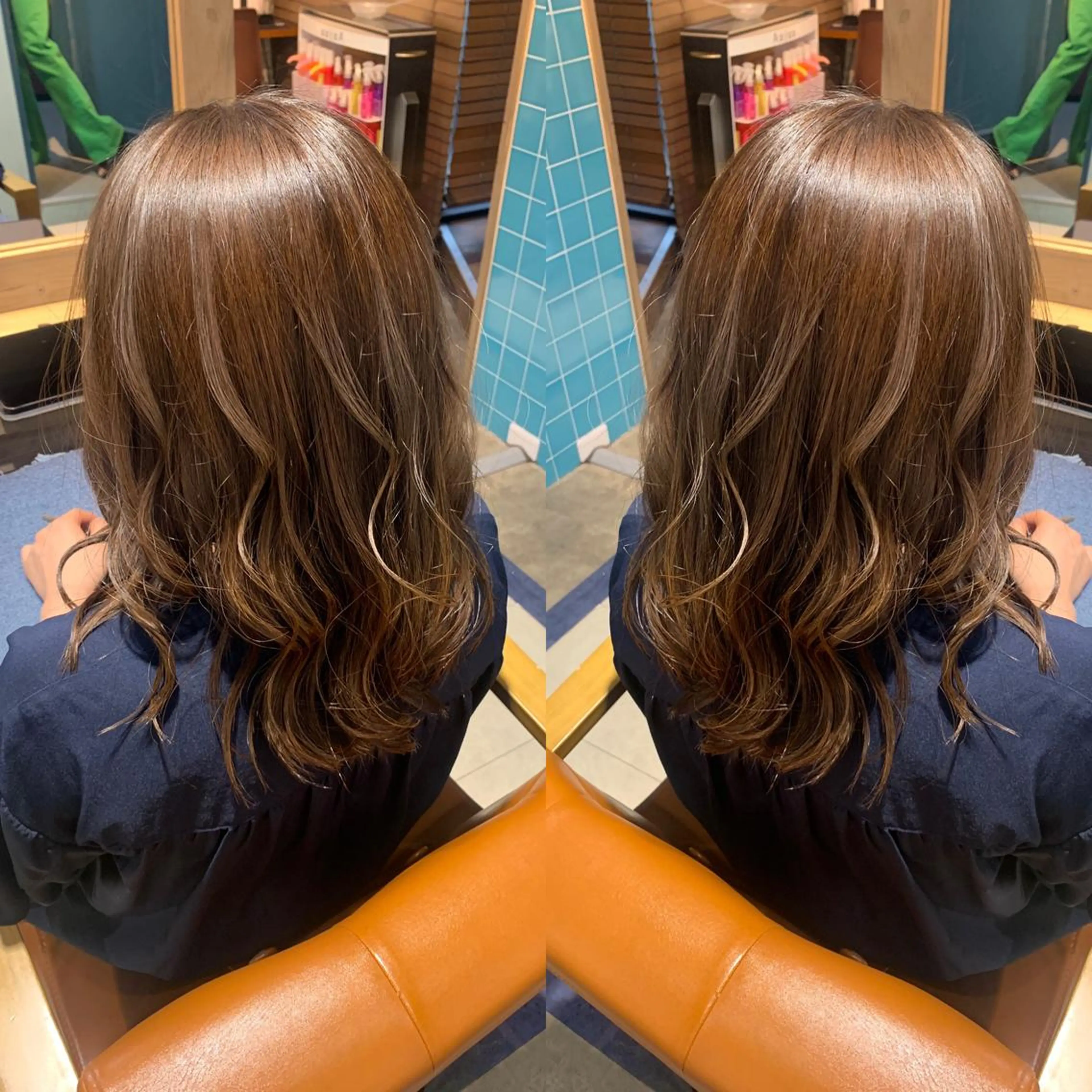 ミディアム カラー ベージュカラー ブリーチ ブリーチなしカラー 韓国🇰🇷 ✂︎hair 内田愛のヘアスタイル