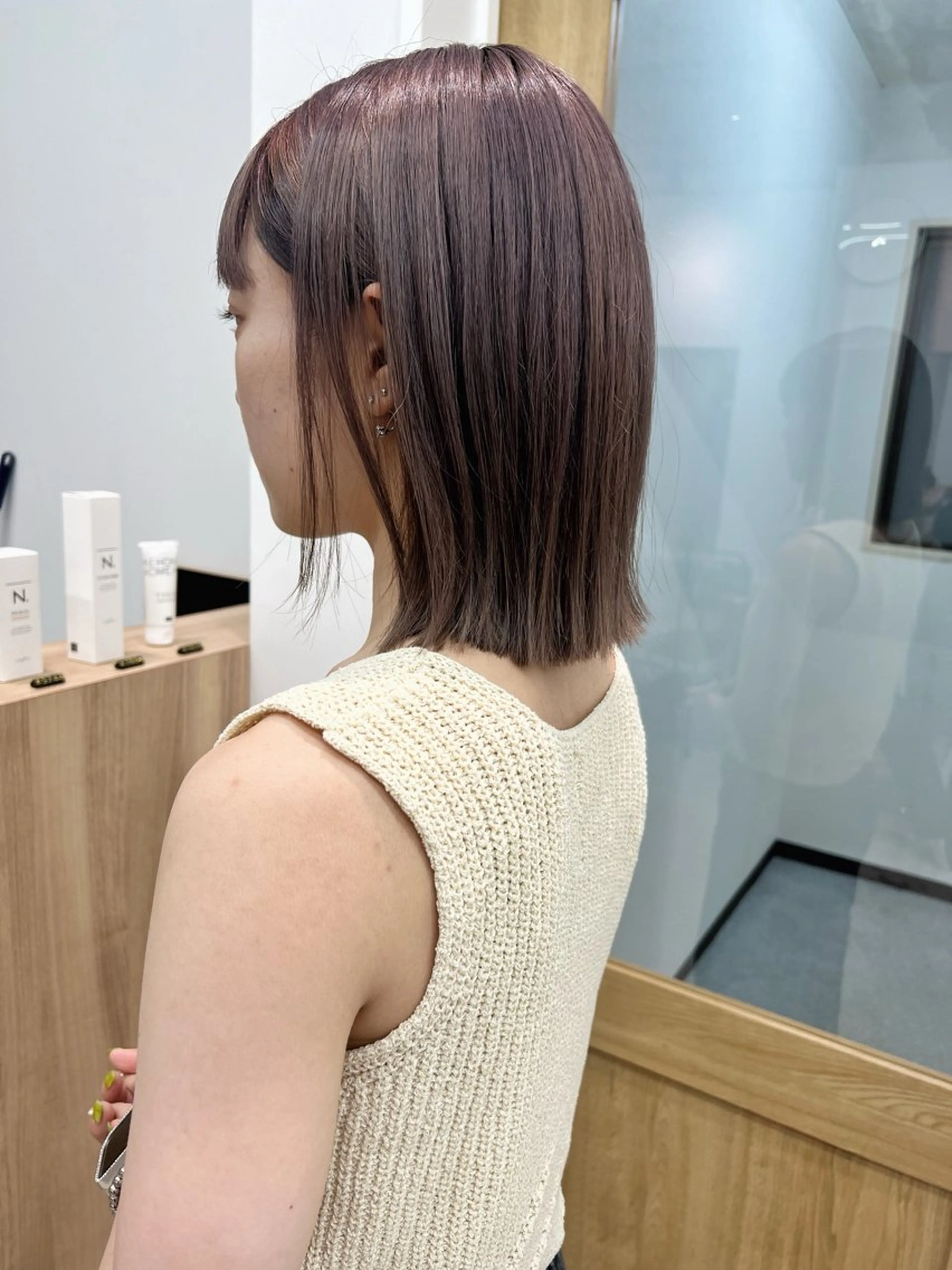 ミディアム カラー グレージュ ラベンダーカラー ラベンダーグレージュ ラベンダーグレー 外ハネヘア ヘアカラー トリートメント lar 立川南口所属・レイヤーボブ/ボブ 仲川和人のヘアスタイル