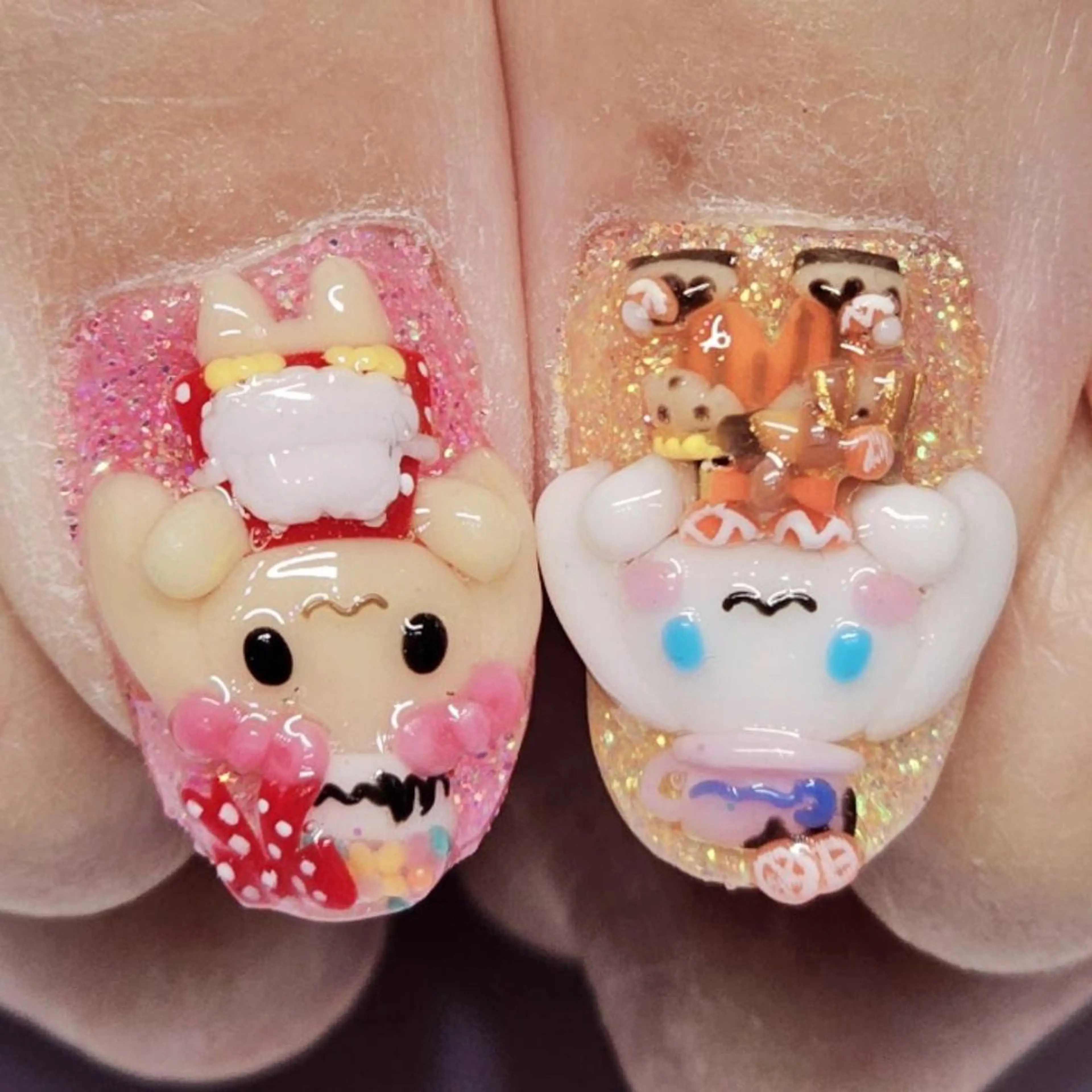 ネイル アートネイル オレンジ ピンク 春ネイル バレンタイン ハンドネイル よしだ ひろきのネイルデザイン