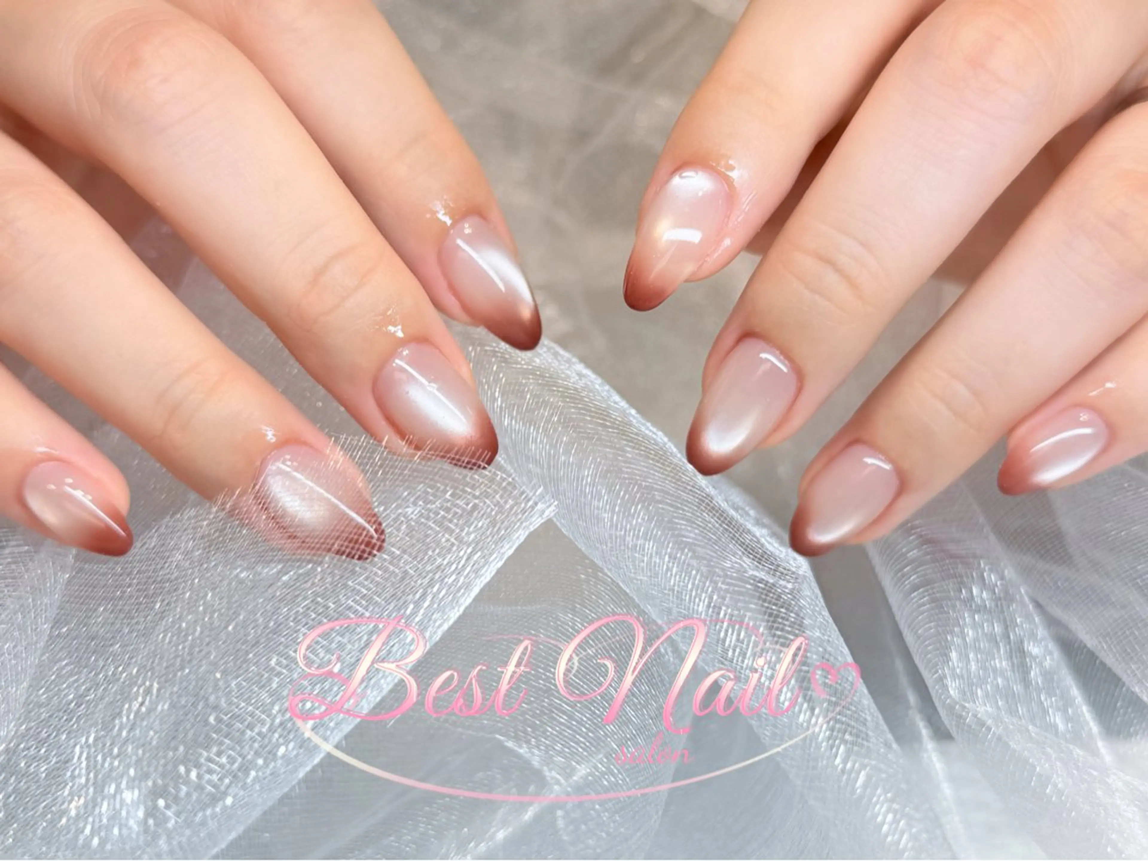 ネイル アートネイル オーロラネイル クリアネイル 長さ出し フレンチネイル More Glam渋谷店のネイルデザイン