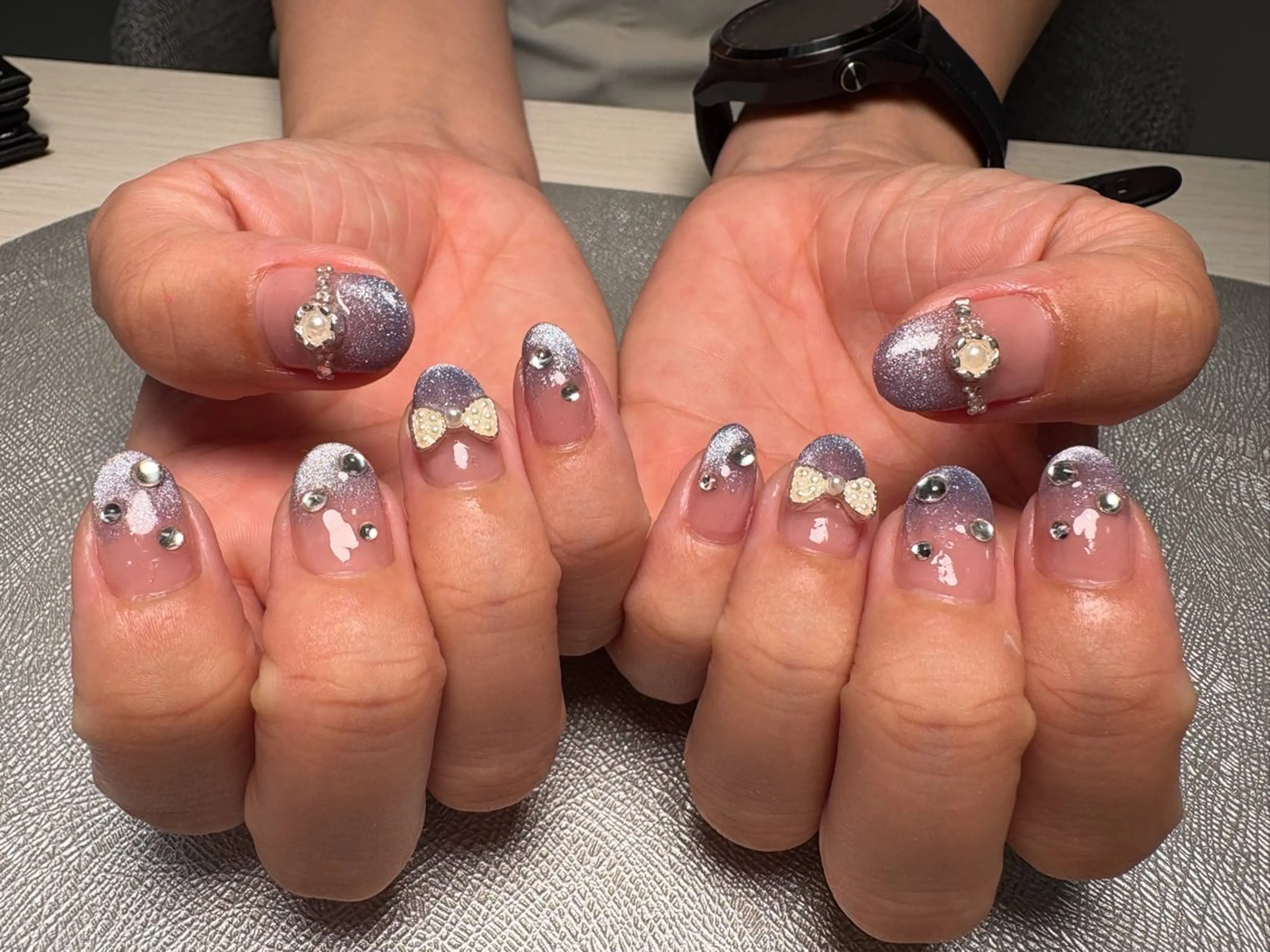 ネイル グラデーション マグネットネイル パープル ハンドネイル ✨韓国✨nail salonLumieのネイルデザイン