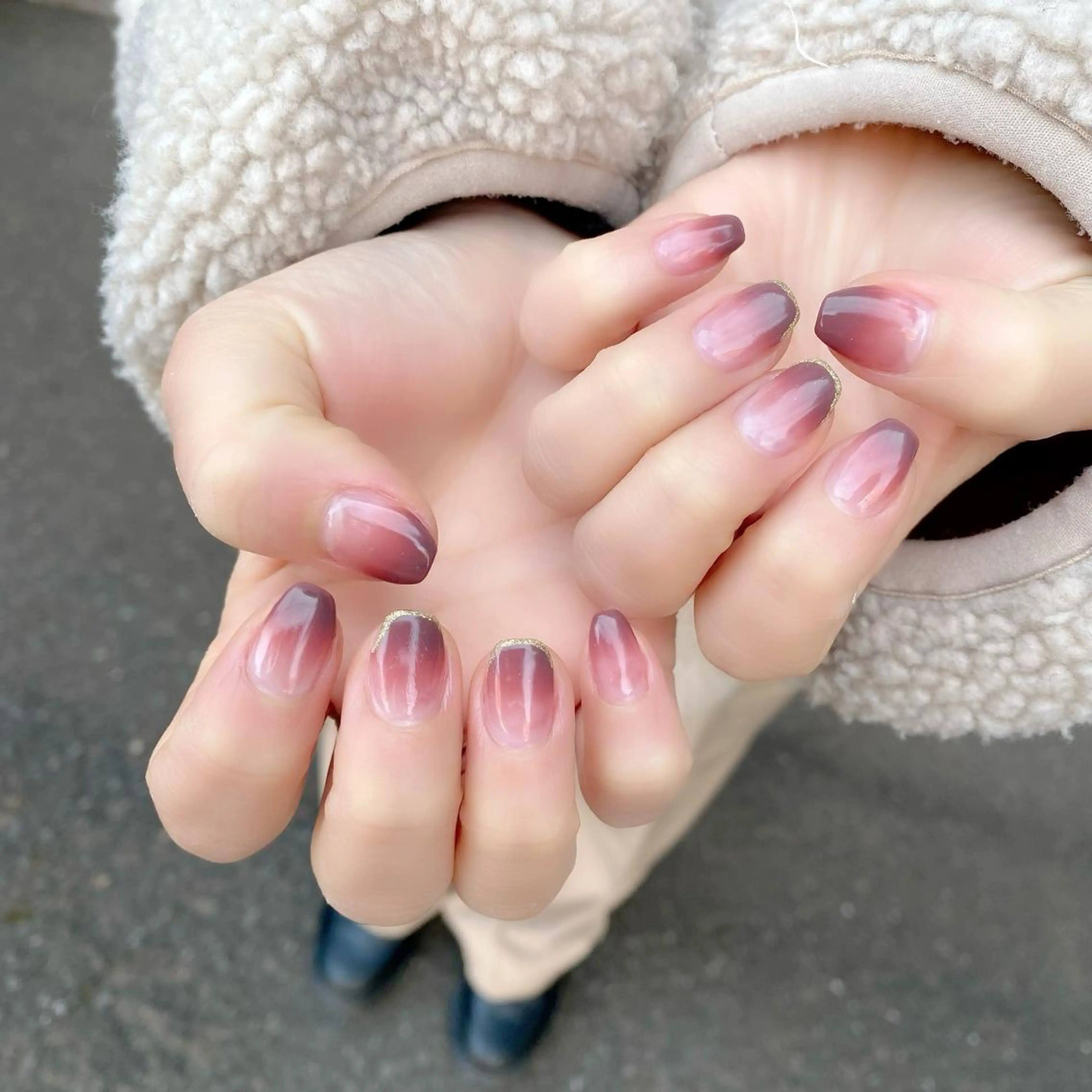 ネイル ブラウン グラデーション ショートネイル バレンタイン 冬ネイル ハンドネイル Salon Ｋのネイルデザイン