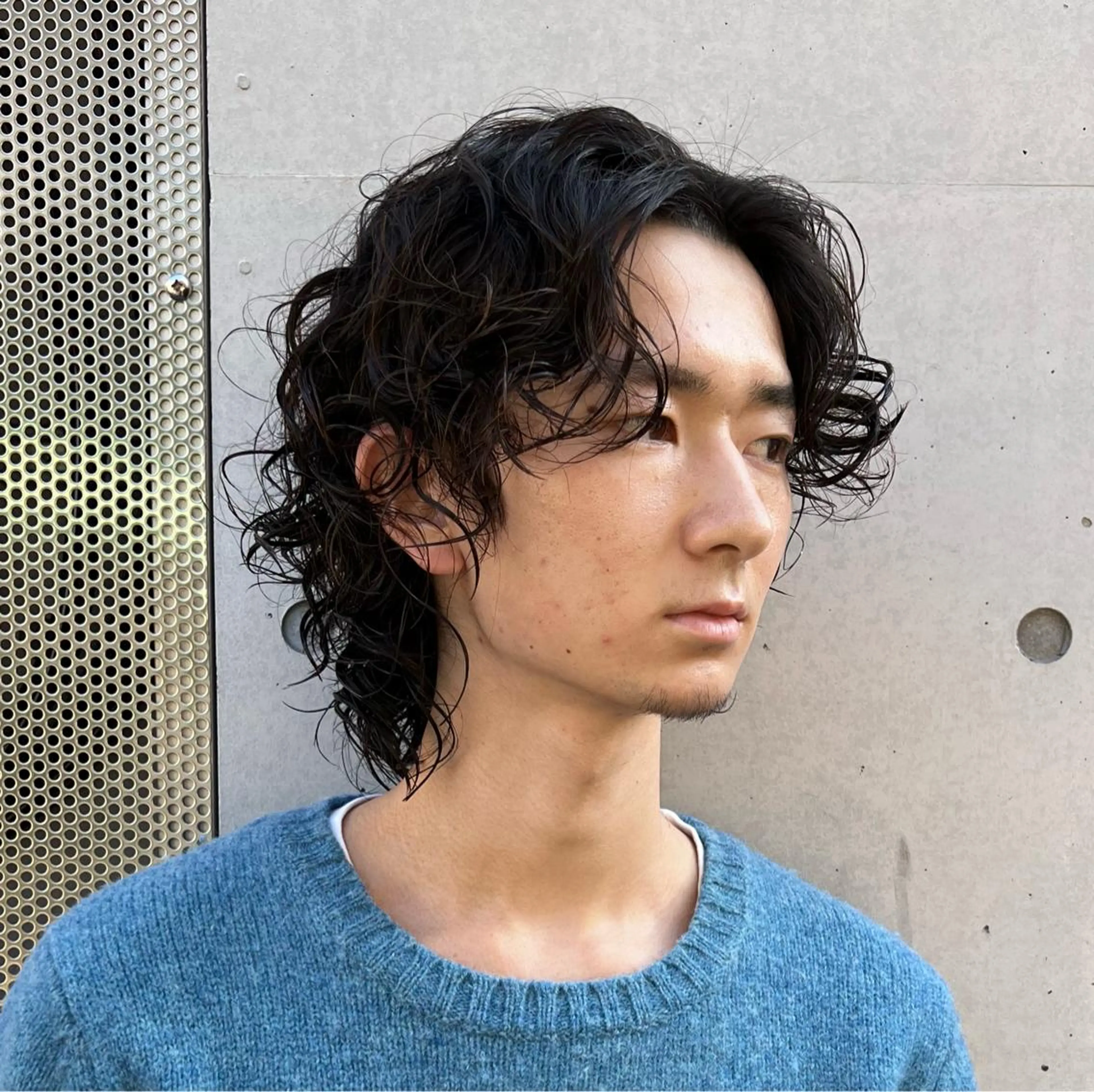 セミロング パーマ メンズ カット パーマ メンズスタイリスト リュウジのヘアスタイル