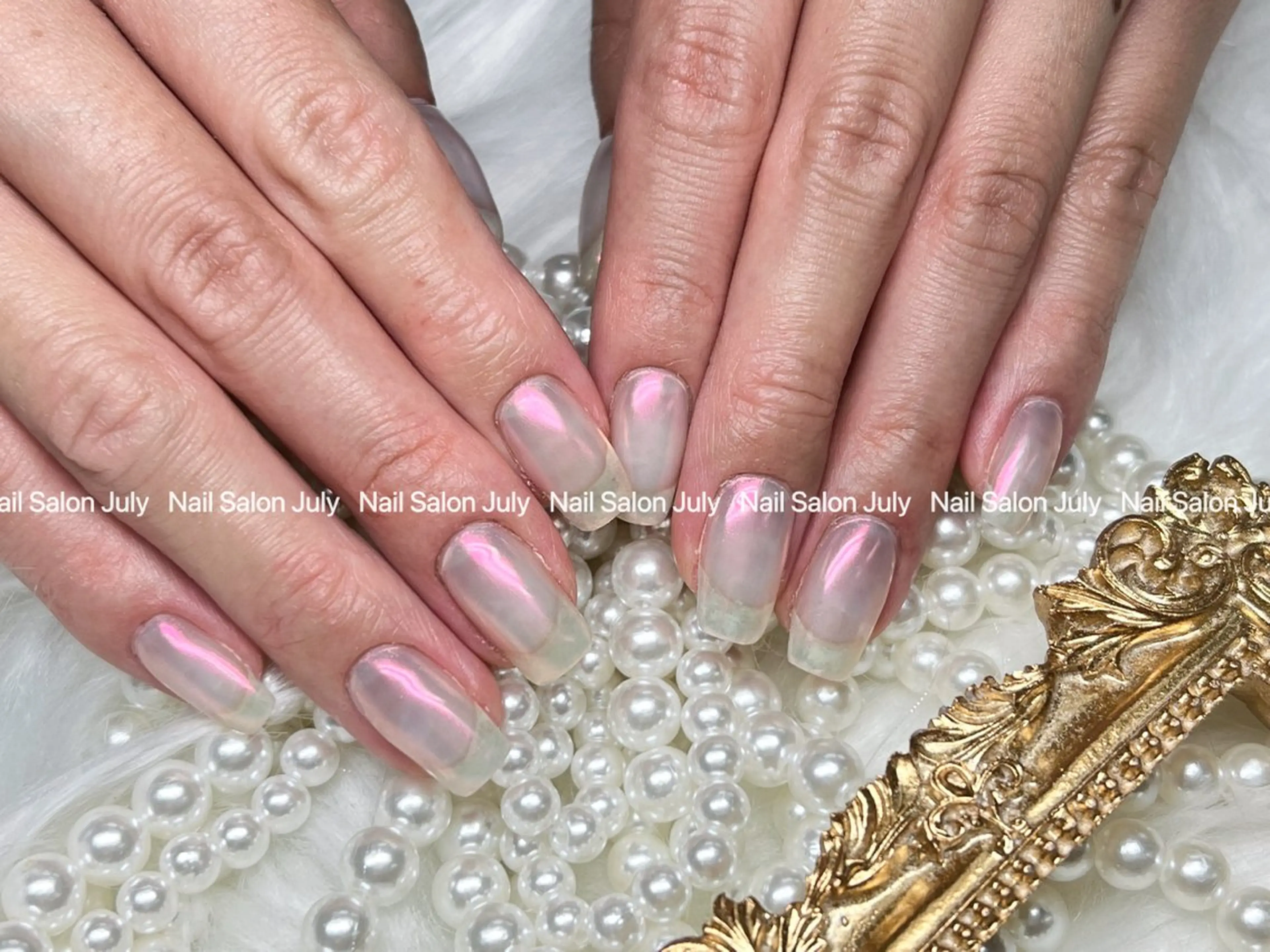 ネイル アートネイル オーロラネイル ジェルネイル ガーリー キラキラネイル ハンドネイル July モモのネイルデザイン