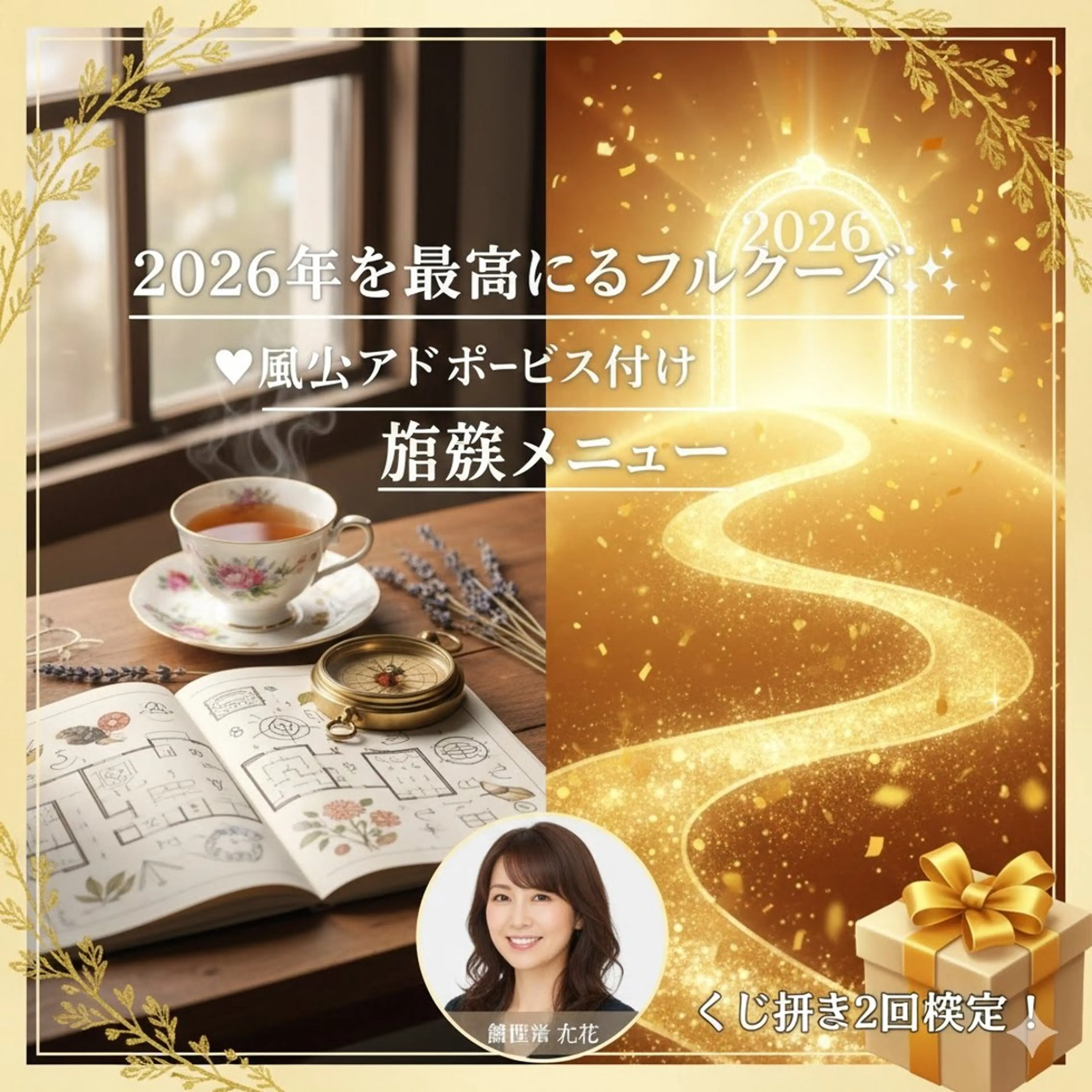 2026年を最高にするフルコース。風水アドバイス付きで、くじ引き2回確定の豪華メニュー✨の写真