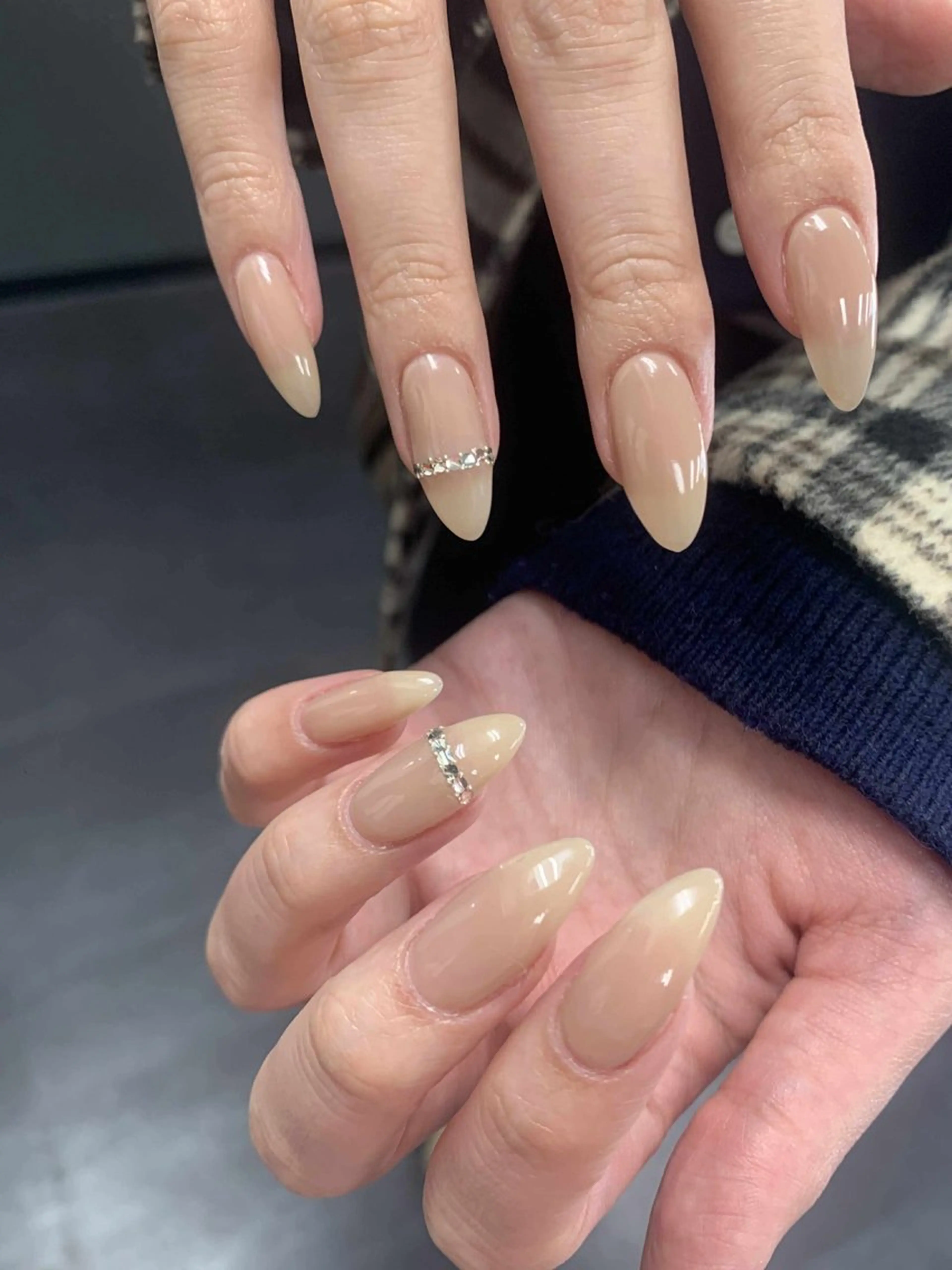 ネイル 韓国ネイル 持ち込み ニュアンスネイル ネイルチップ 冬ネイル RINN ANA.CHUOのネイルデザイン