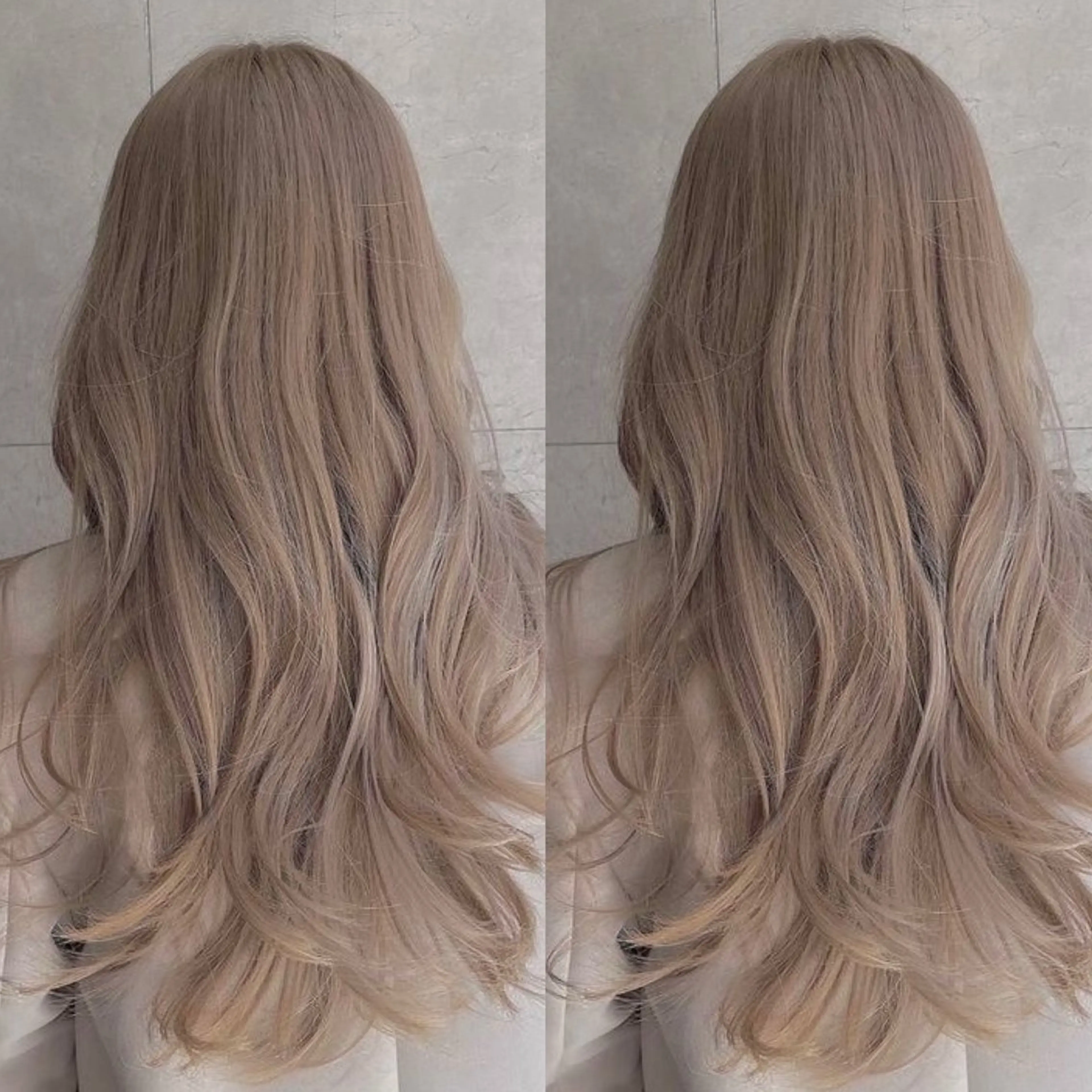 ロング カラー ベージュカラー グレージュ ミルクティーベージュ ヘアカラー 表参道/ハイライト バレイヤージュのヘアスタイル