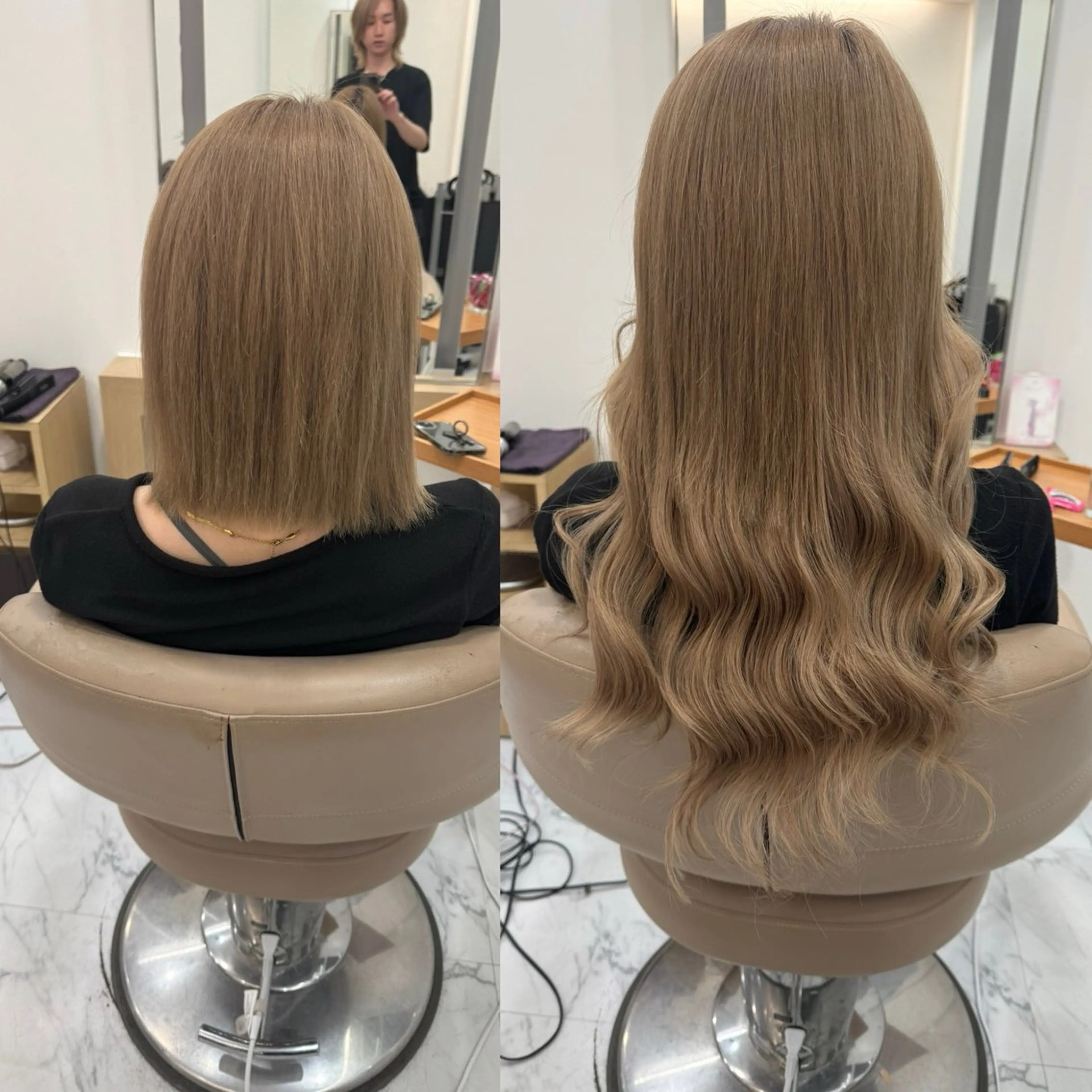 ロング シールエクステ エクステ 韓国風ヘア ロング 濱川響太レディース カットモデルのヘアスタイル