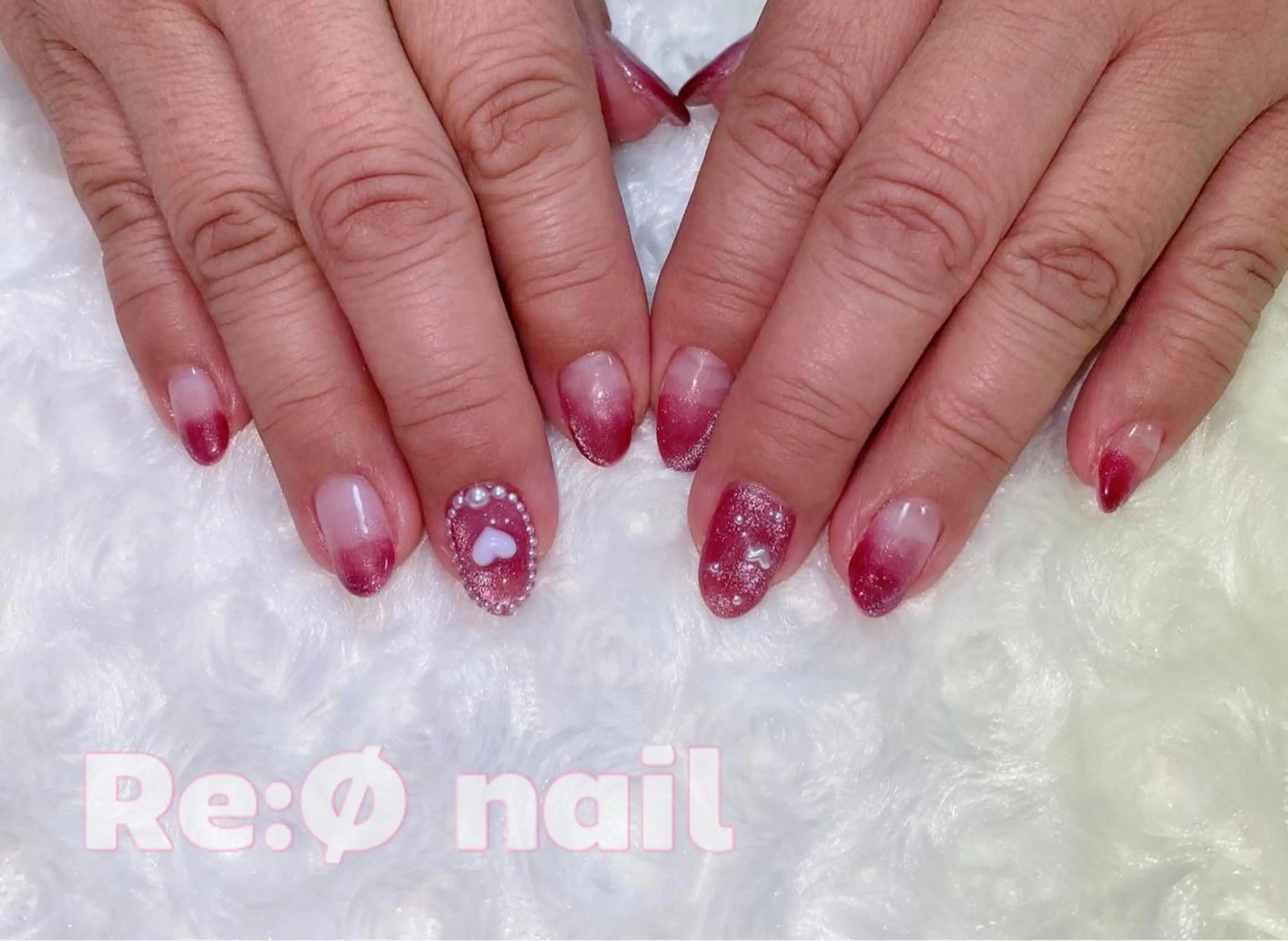 ネイル バレンタイン ハンドネイル Re:Ø nail 🩵TSUJIのネイルデザイン