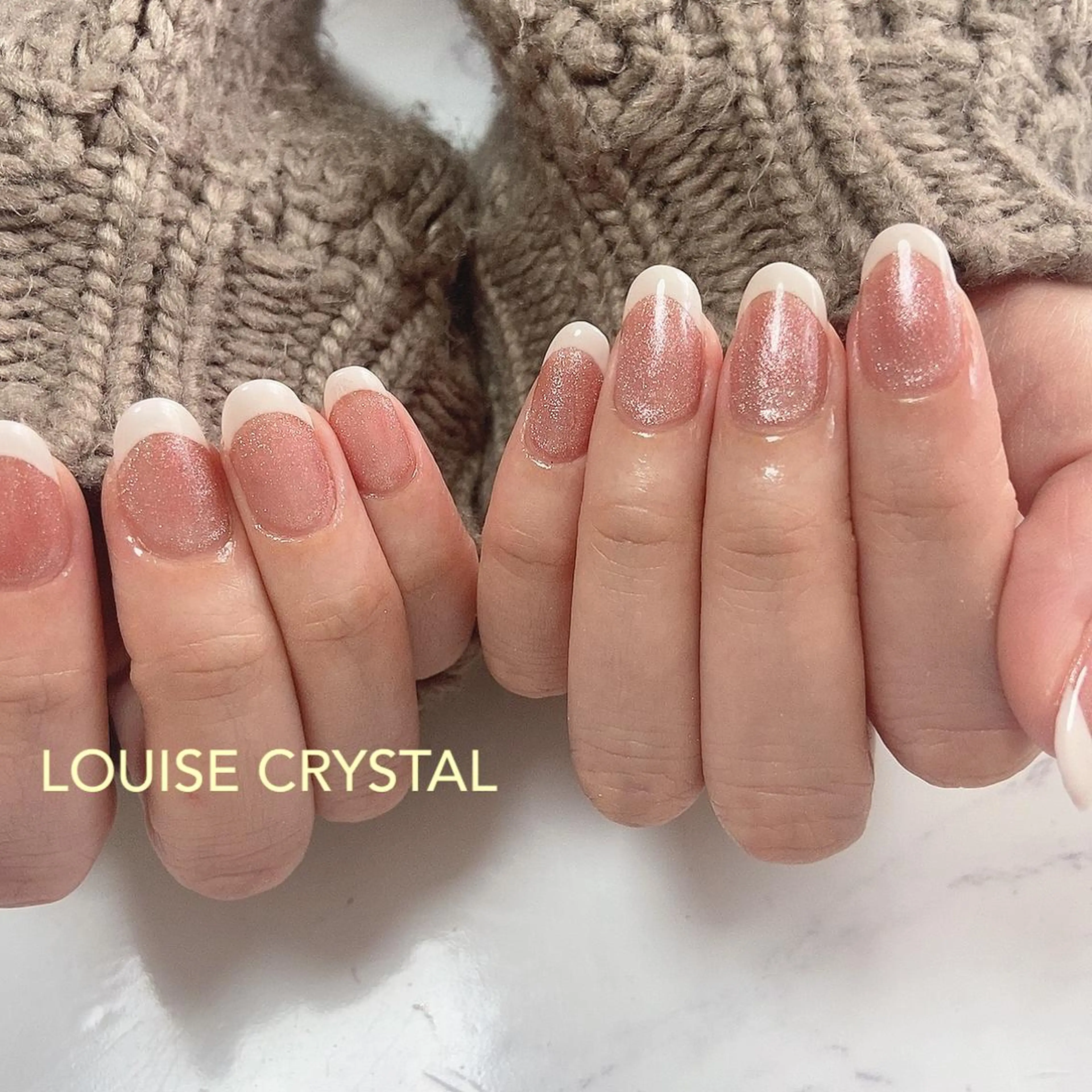 ネイル フレンチネイル ラメ(グリッター) ハンドネイル LOUISE CRYSTALのネイルデザイン