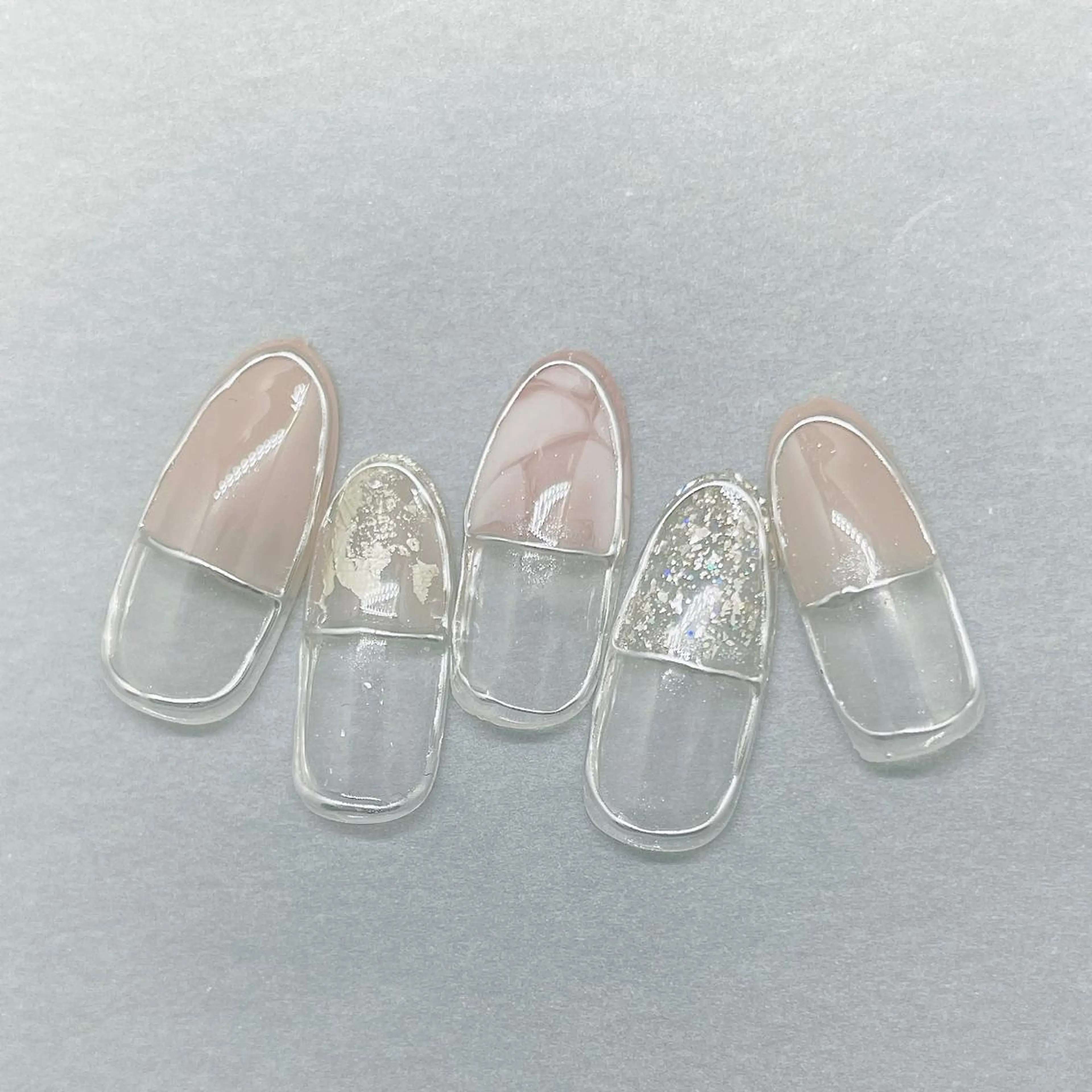 ネイル 長さ出し ラメ(グリッター) スカルプネイル ハンドネイル A85G ayakoのネイルデザイン