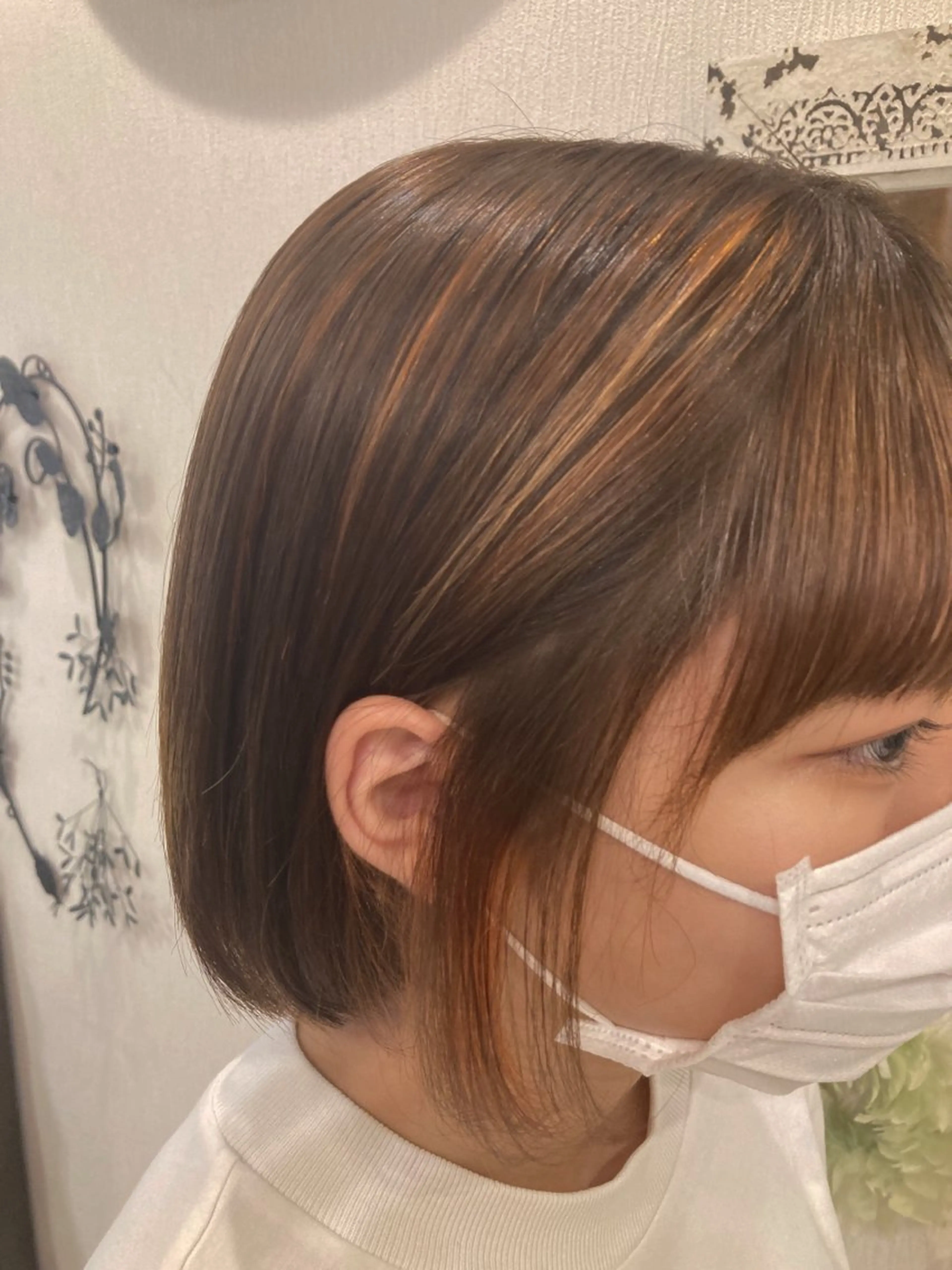 カラー ブラウンカラー イヤリングカラー ハイライトカラー オレンジ レイヤーカット ♥kanaのヘアスタイル