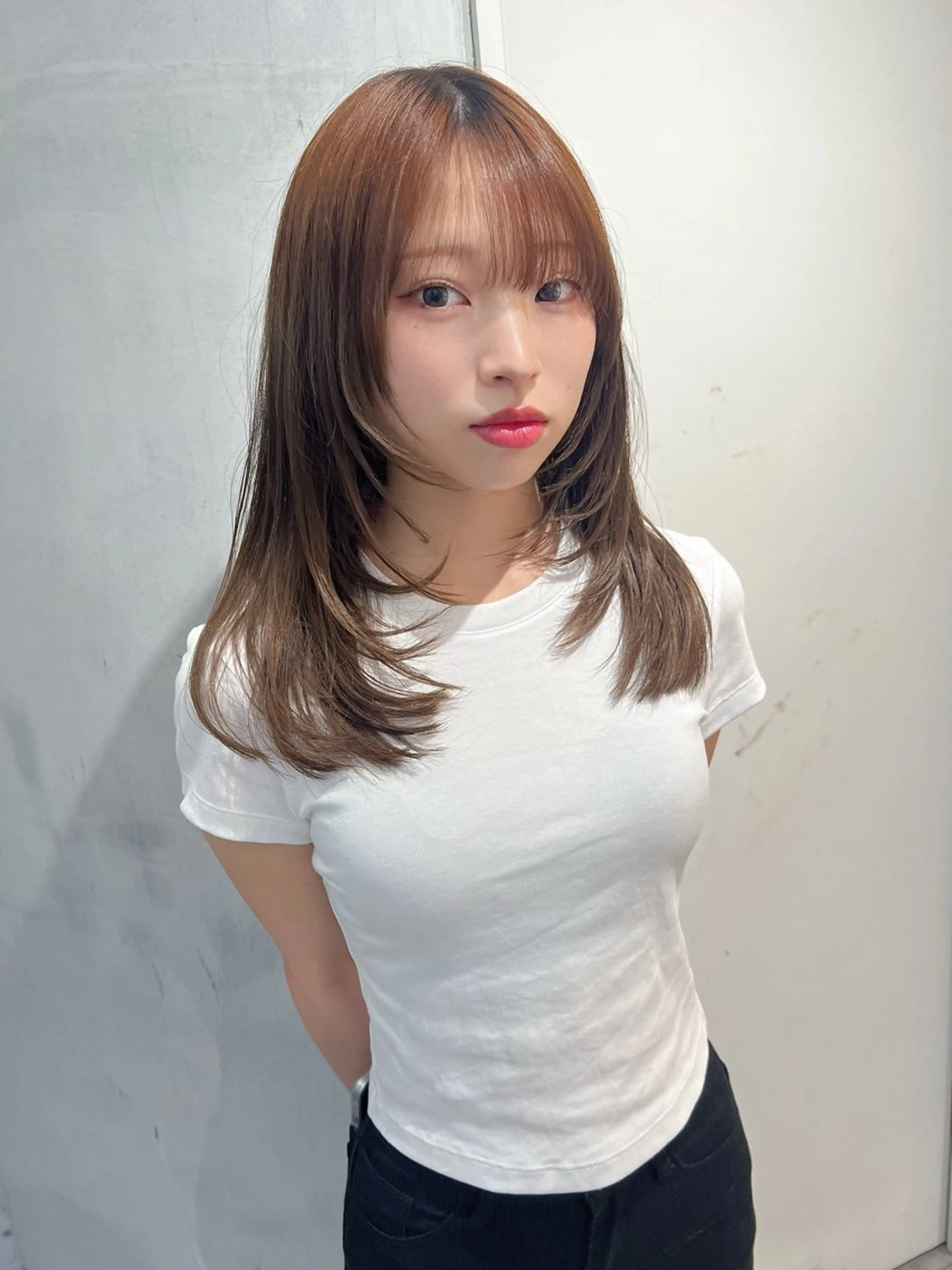 セミロング 韓国レイヤーカット/ 縮毛矯正/羽田航のヘアスタイル