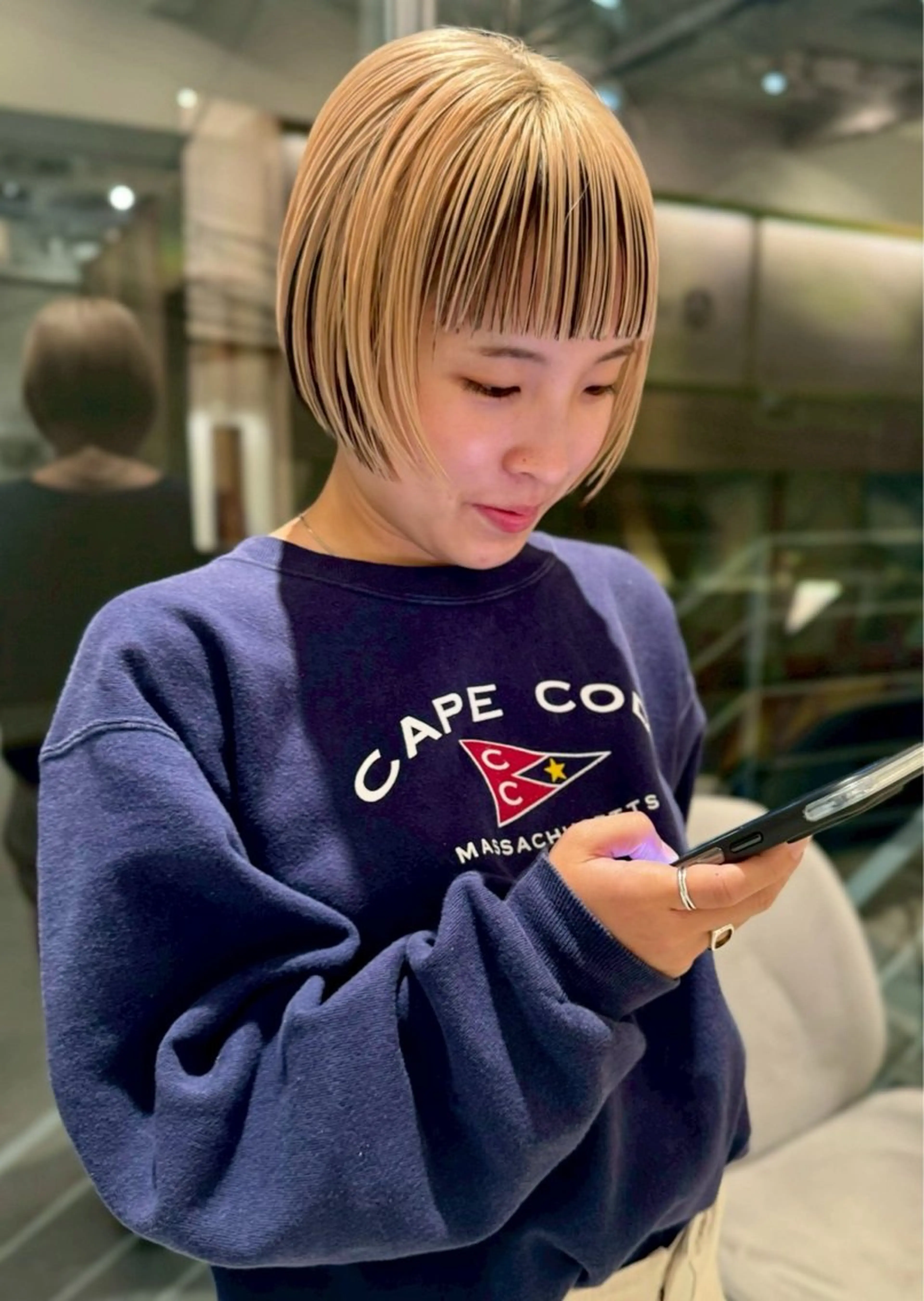 ショート カラー ボブ レイヤー/ベージュ /🪽山本唯我のヘアスタイル