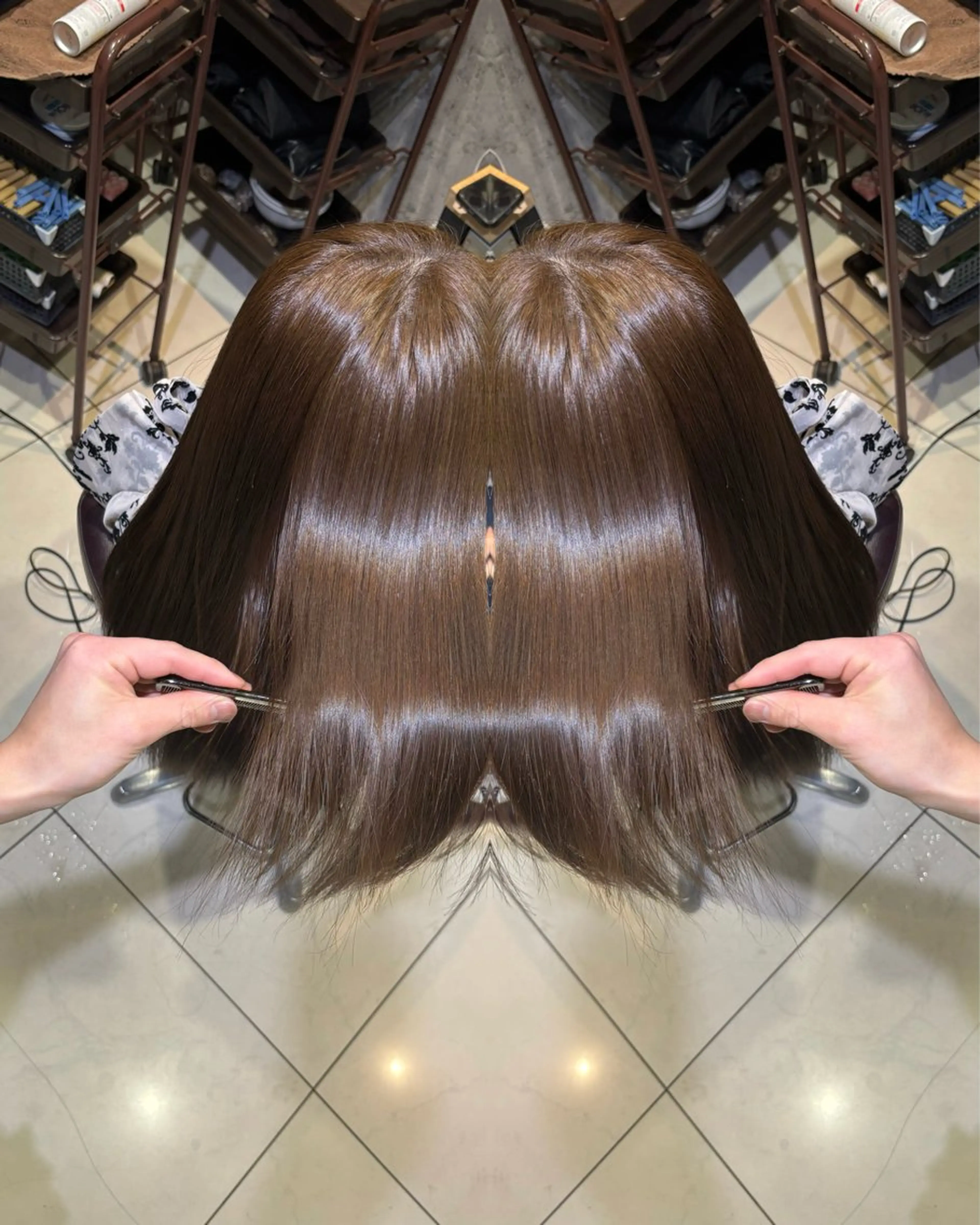 ロング カラー カット ヘアカラー 縮毛矯正 トリートメント 🩵レイヤー✖︎ 髪質改善🩵リョウヤのヘアスタイル