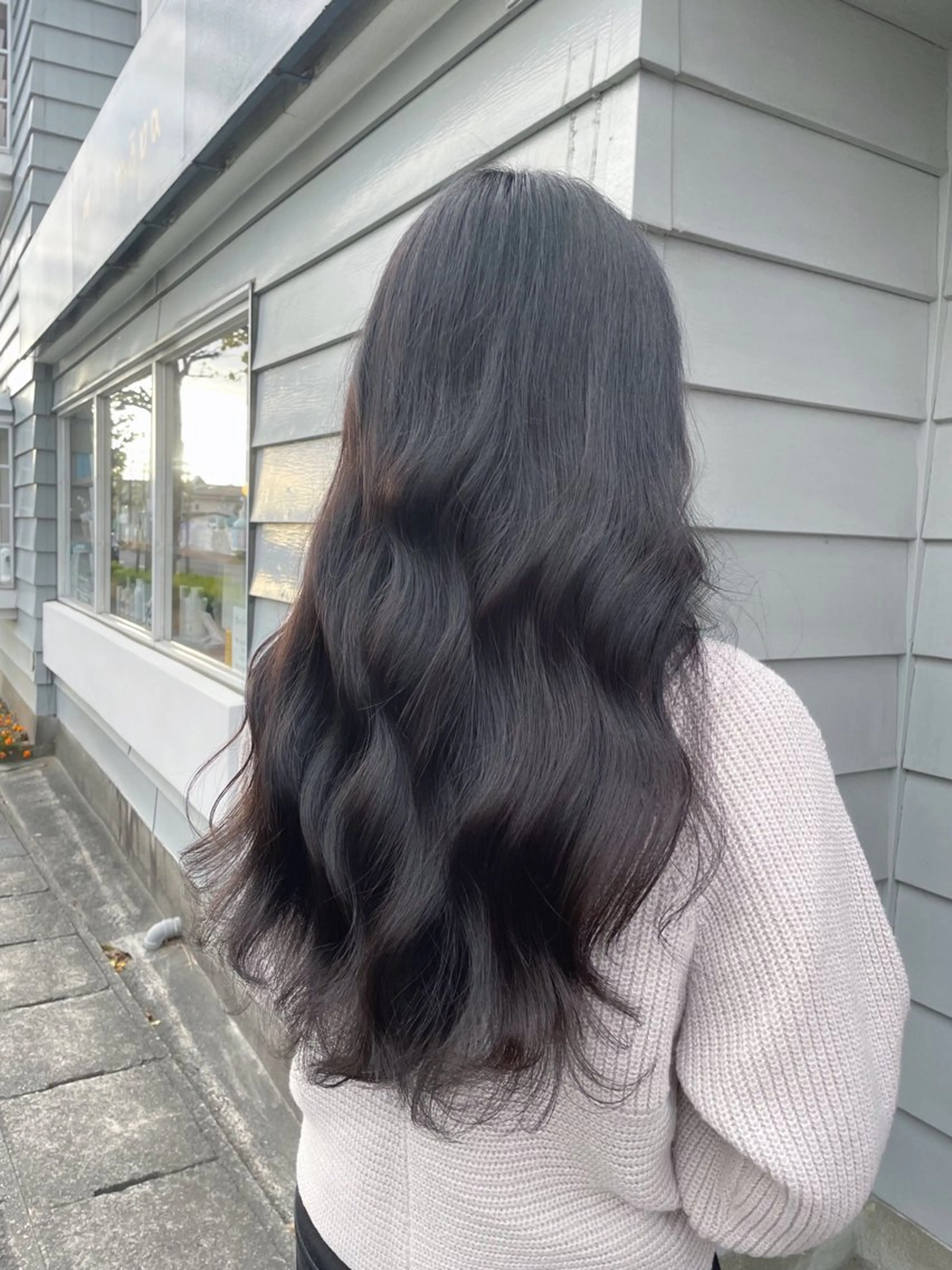 ロング カラー 黒髪 透明感カラー ネイビーカラー mopa所属・mopa_kaede 暖色カラー/ロングのヘアスタイル