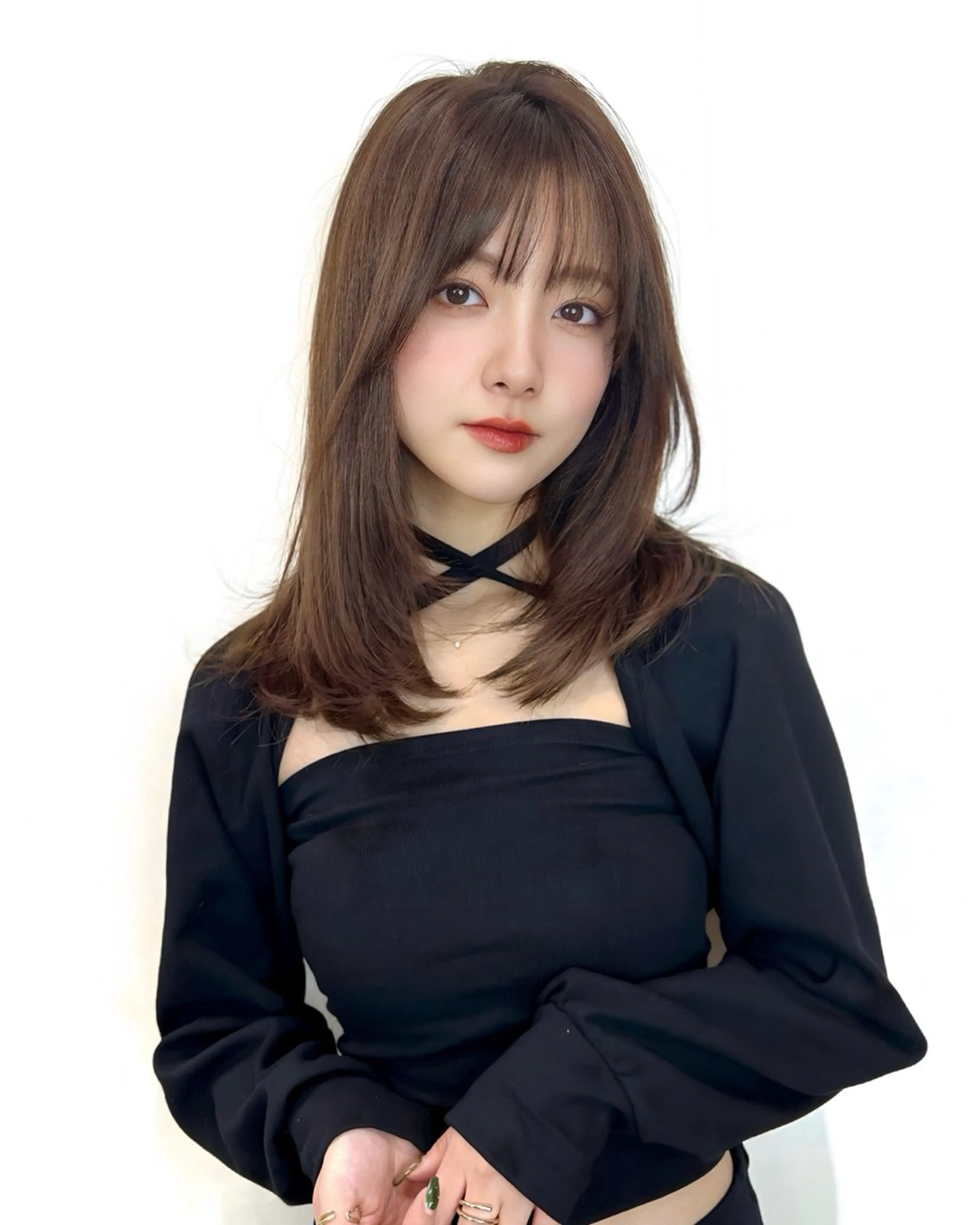 セミロング カラー ヘアアレンジ 顔まわりレイヤー 顔周りカット 韓国風ヘア レイヤーカット ヘアカラー トリートメント ヘアセット 顔まわり職人🇰🇷 韓国ヘア/KAITOのヘアスタイル