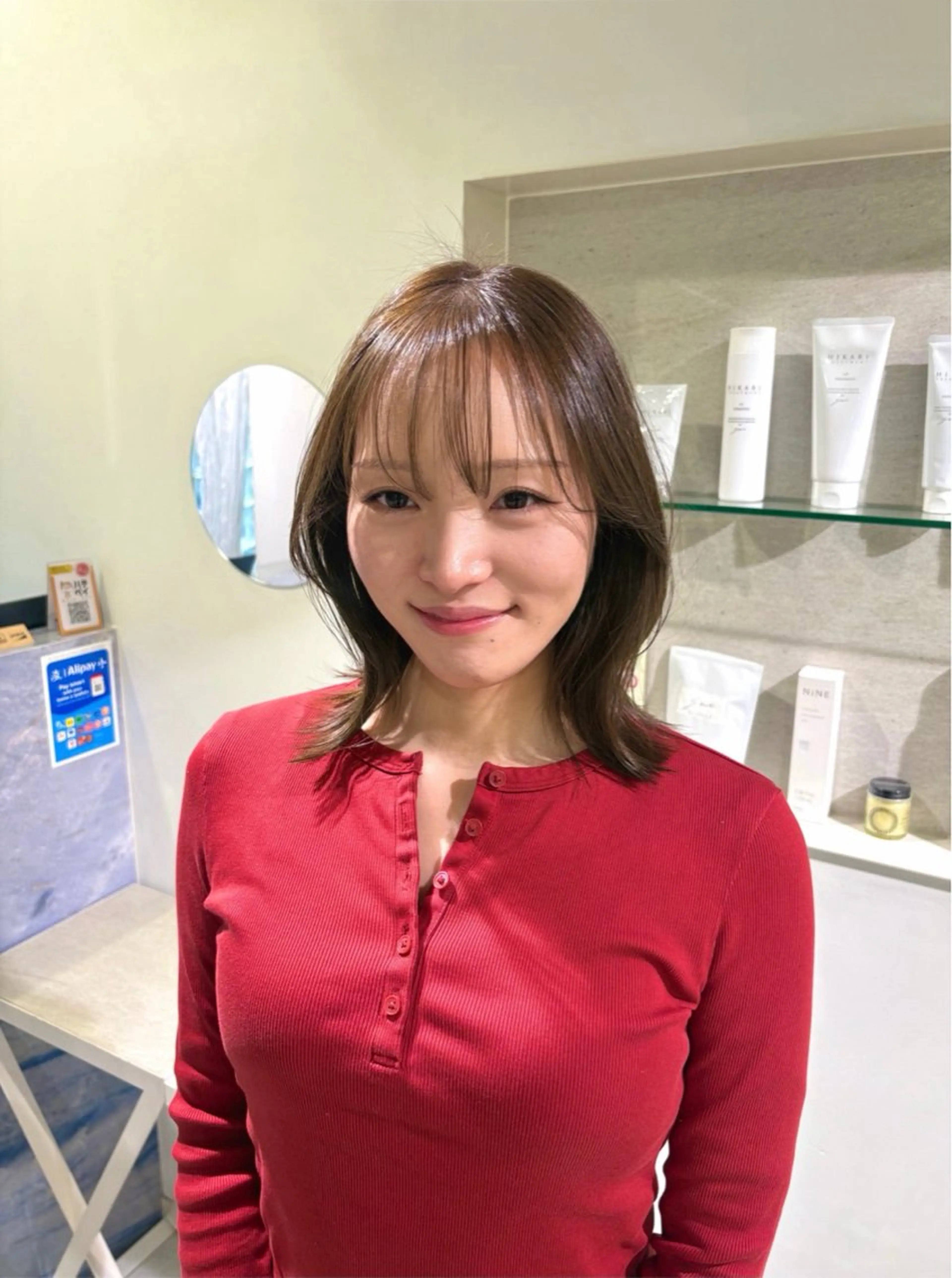 ミディアム カラー ベージュカラー オリーブベージュ ヘアカラー 【似合わせカット】 ／ おおの かい🫟のヘアスタイル