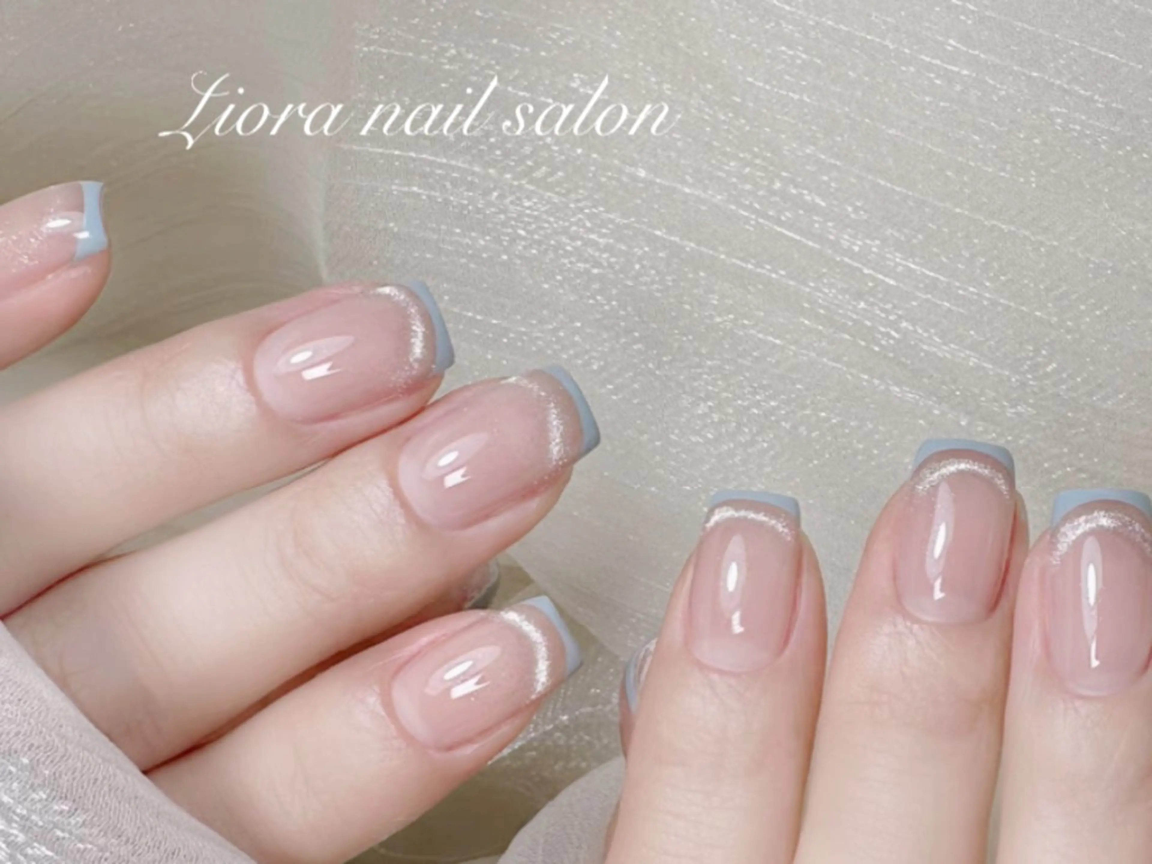 ネイル フレンチネイル ジェルネイル ガーリー グラデーション キラキラネイル ハンドネイル Liora nail 1のネイルデザイン
