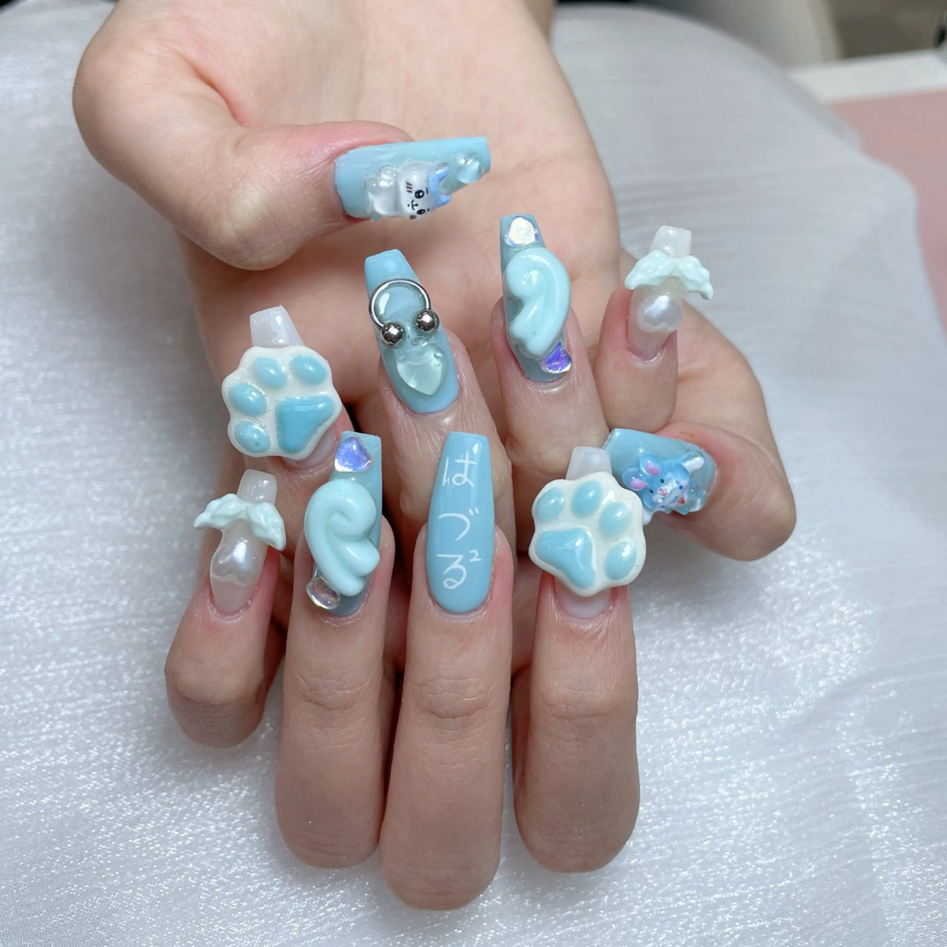 ネイル オーロラネイル キラキラネイル 大理石ネイル(マーブル) スカルプネイル 春ネイル ハンドネイル NailPrincess所属・princess スカルプ専門店のネイルデザイン