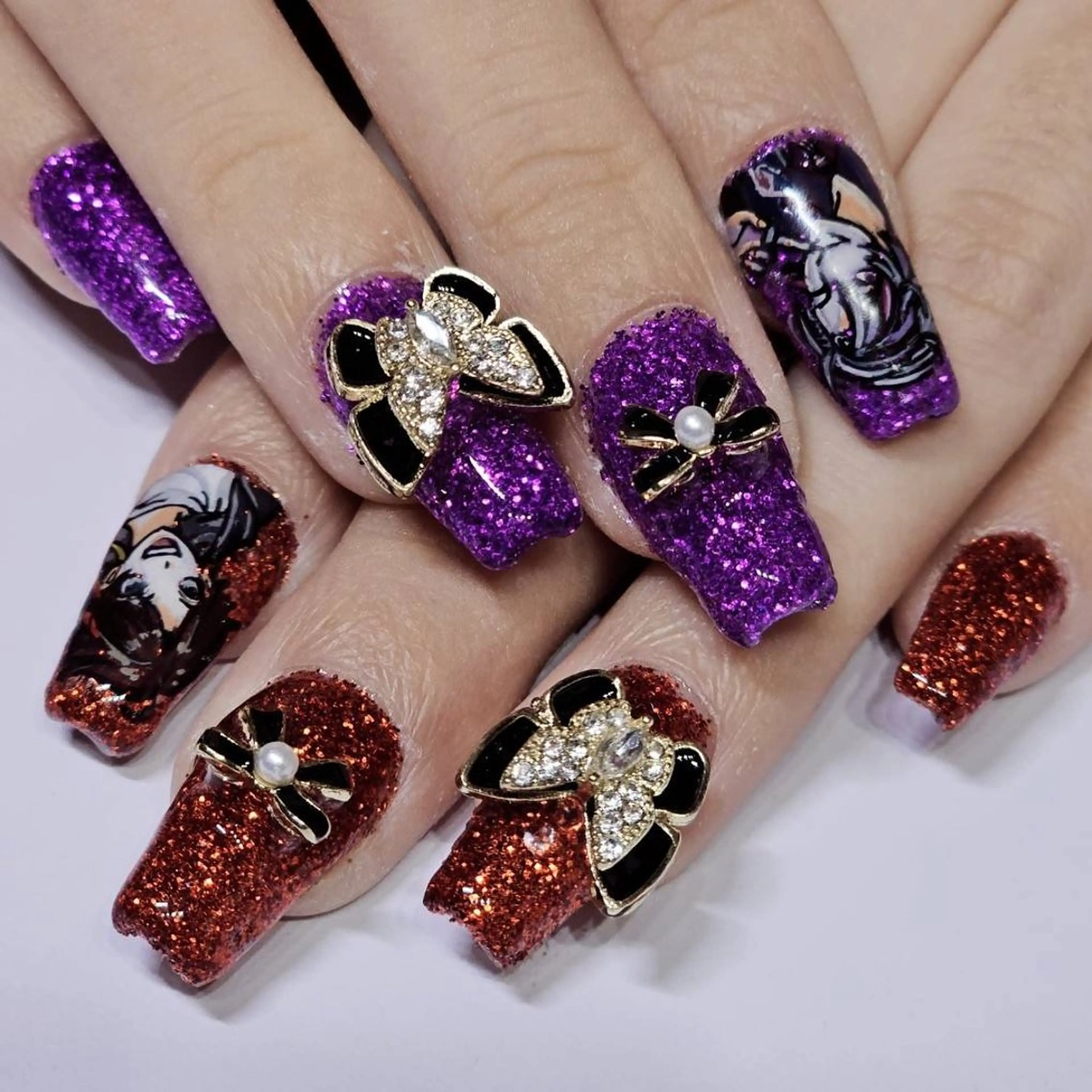 ネイル アートネイル ボルドー ラメ(グリッター) パープル ハンドネイル よしだ ひろきのネイルデザイン