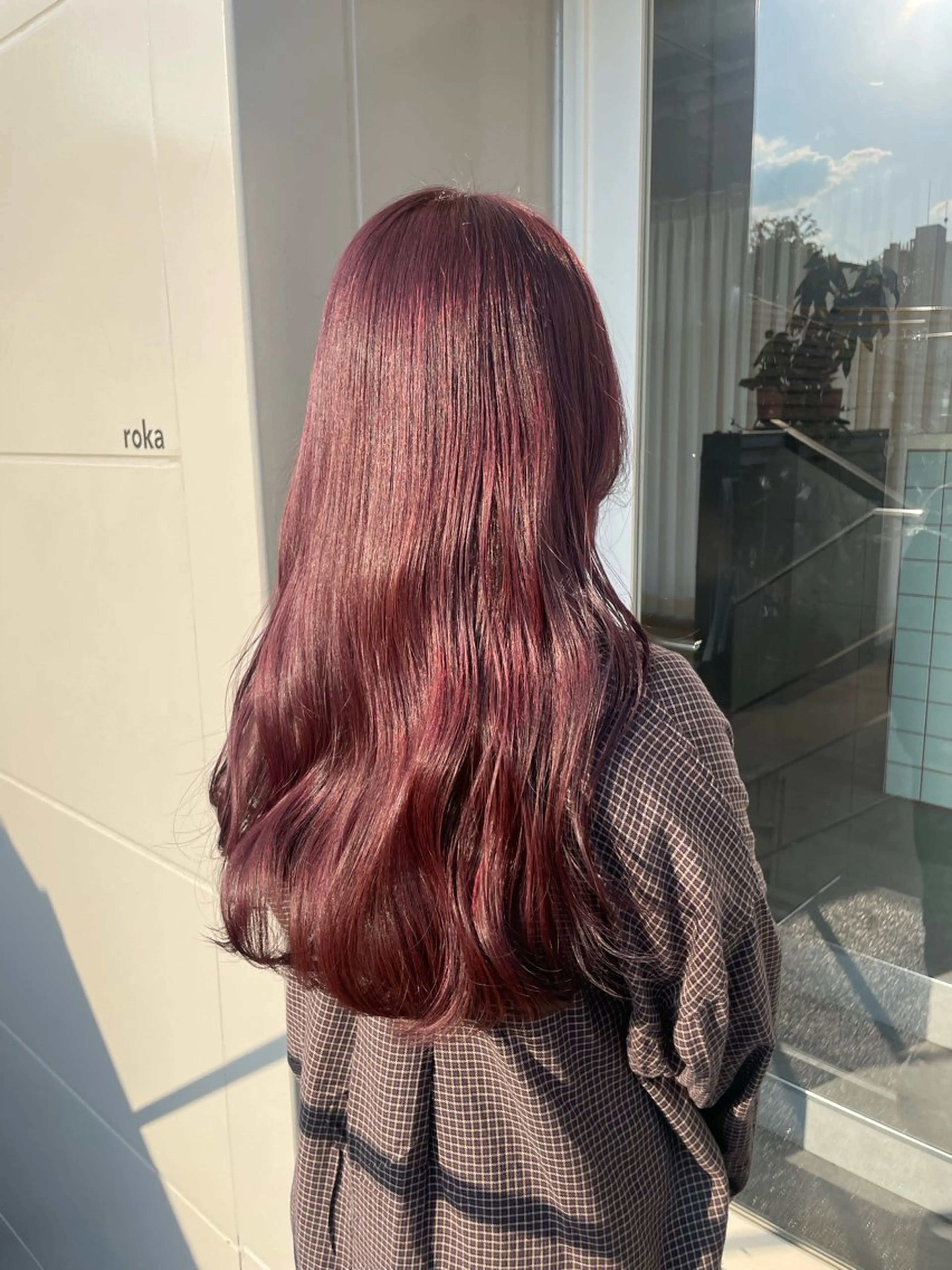 ロング カラー レッドカラー ヘアカラー トリートメント 若月 あやかのヘアスタイル