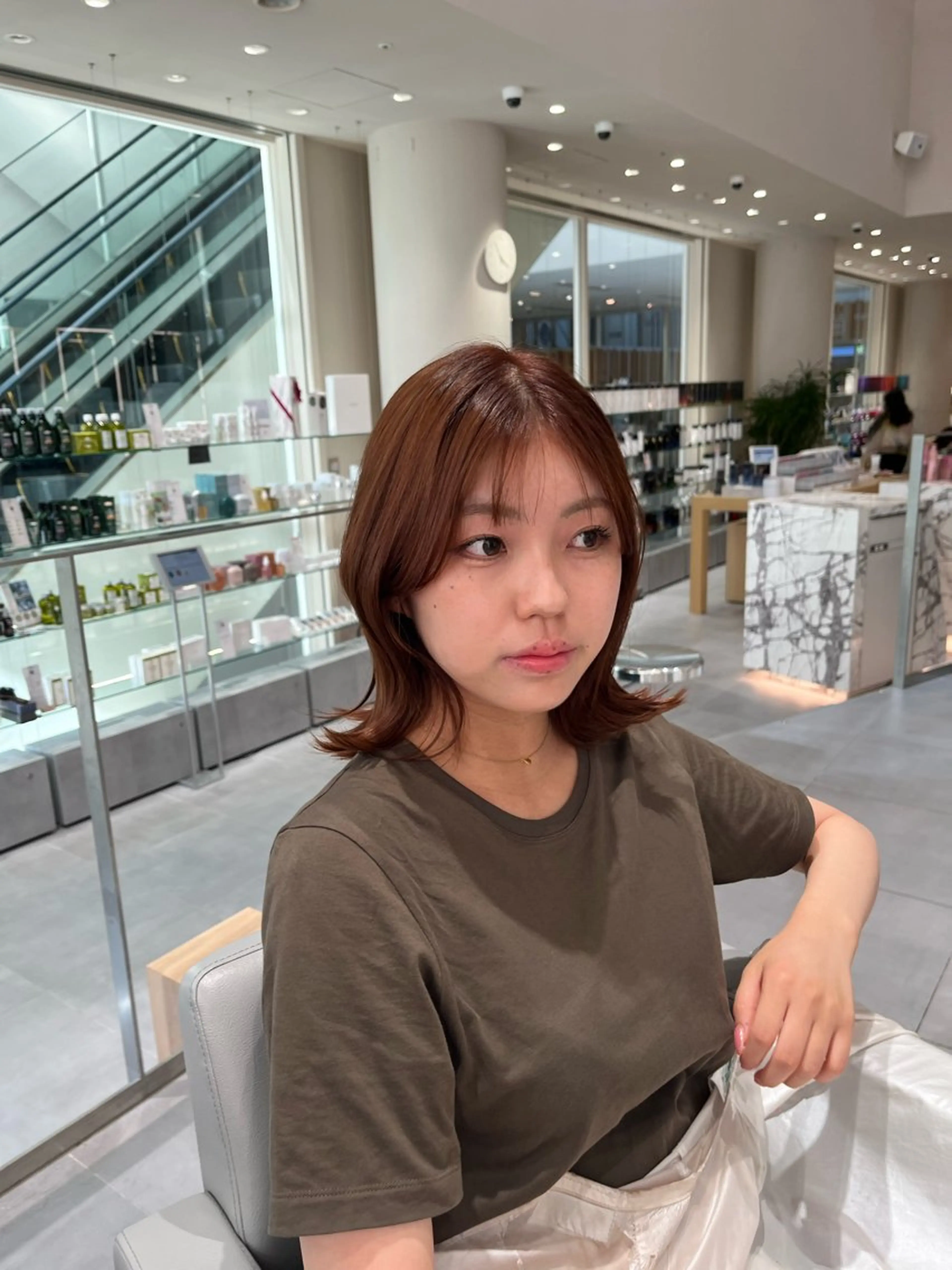 ミディアム カラー オレンジ ピンクカラー MINX aoyama所属・レイヤーカット/ 管原久遠のヘアスタイル