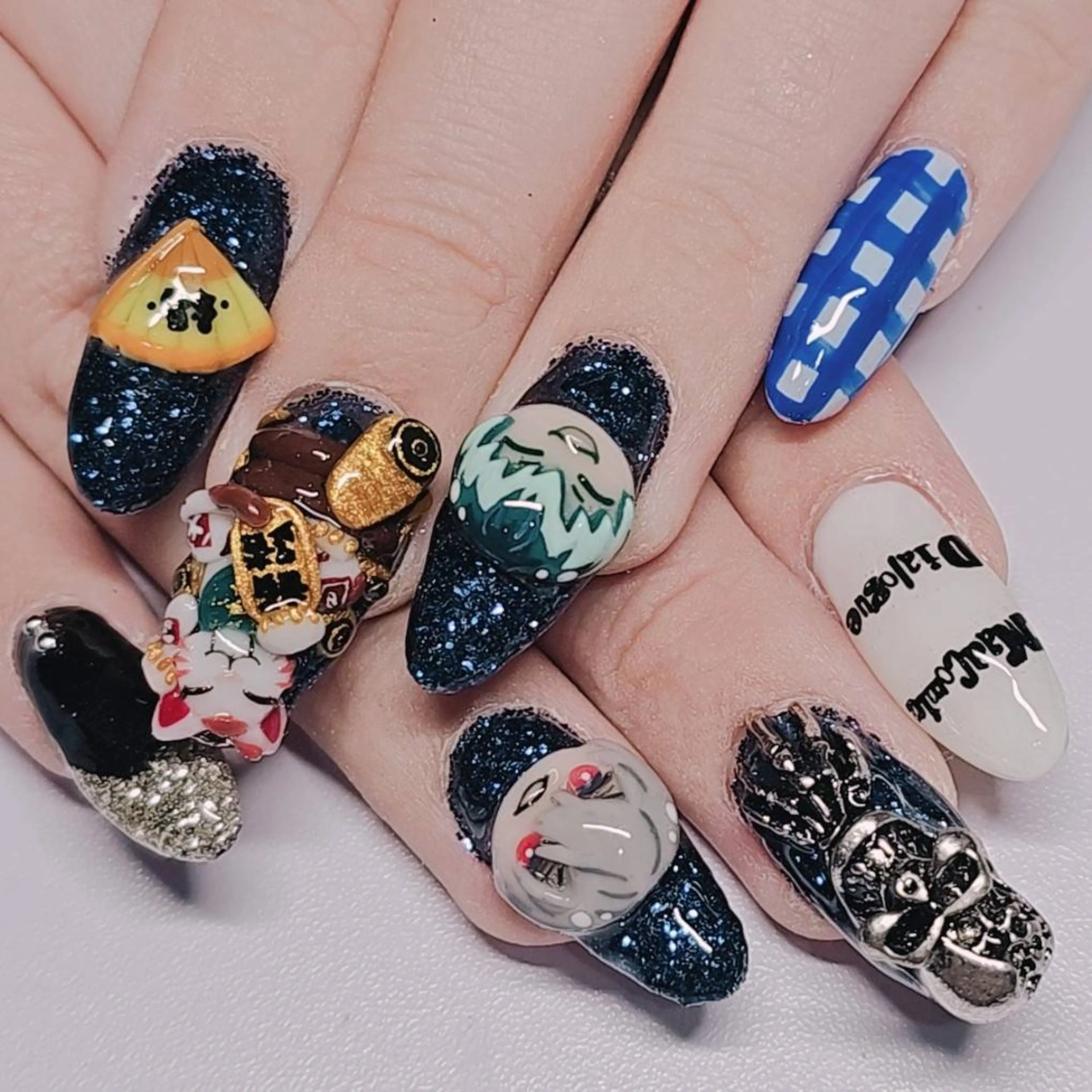 ネイル アートネイル ラメ(グリッター) ネイビー ワンカラーネイル ハンドネイル よしだ ひろきのネイルデザイン