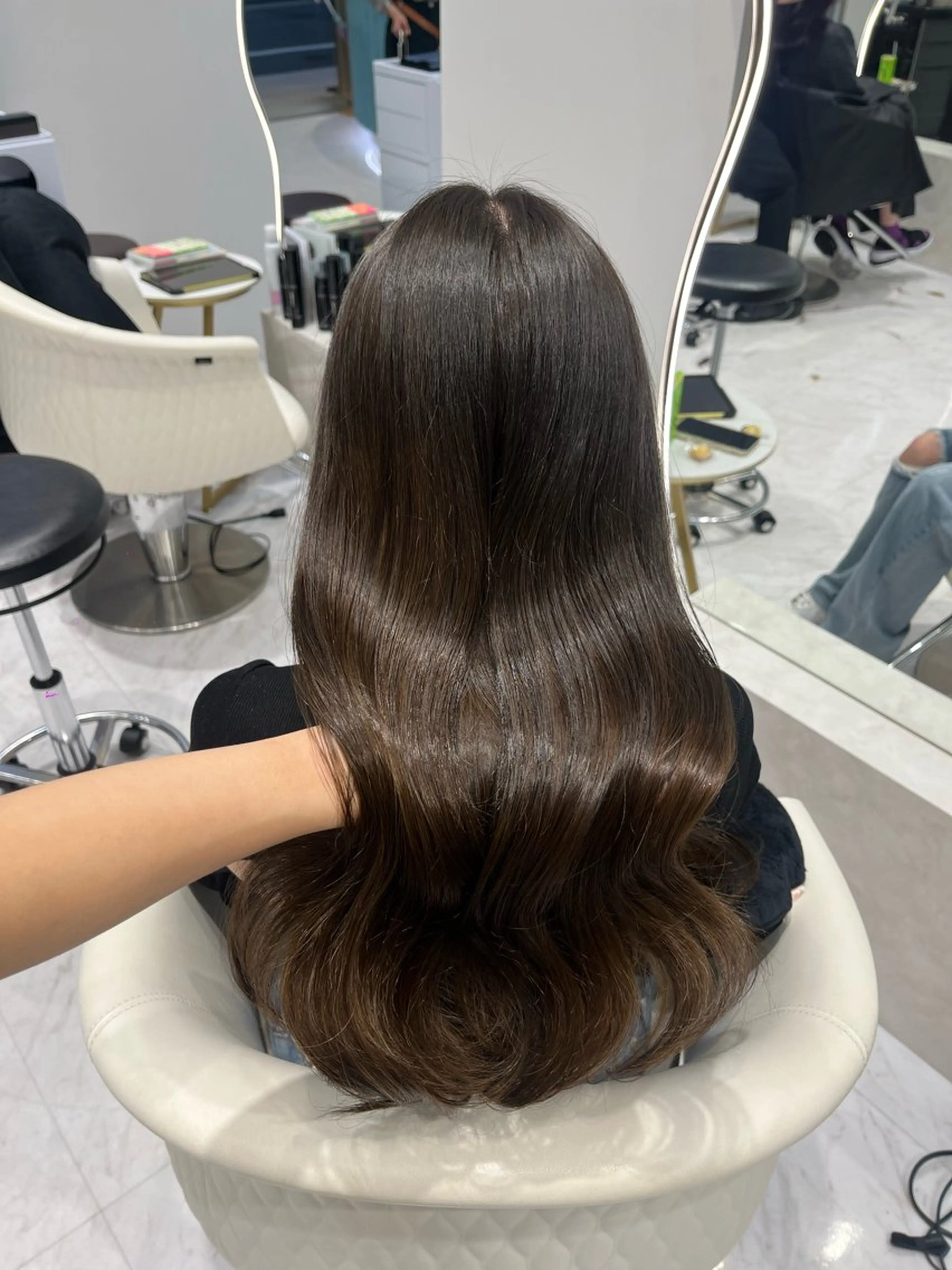 ロング カラー ブリーチ ブラウンカラー ダークブラウン ヘアカラー トリートメント 名古屋/透明感カラー /韓国ヘア/高木梨帆のヘアスタイル