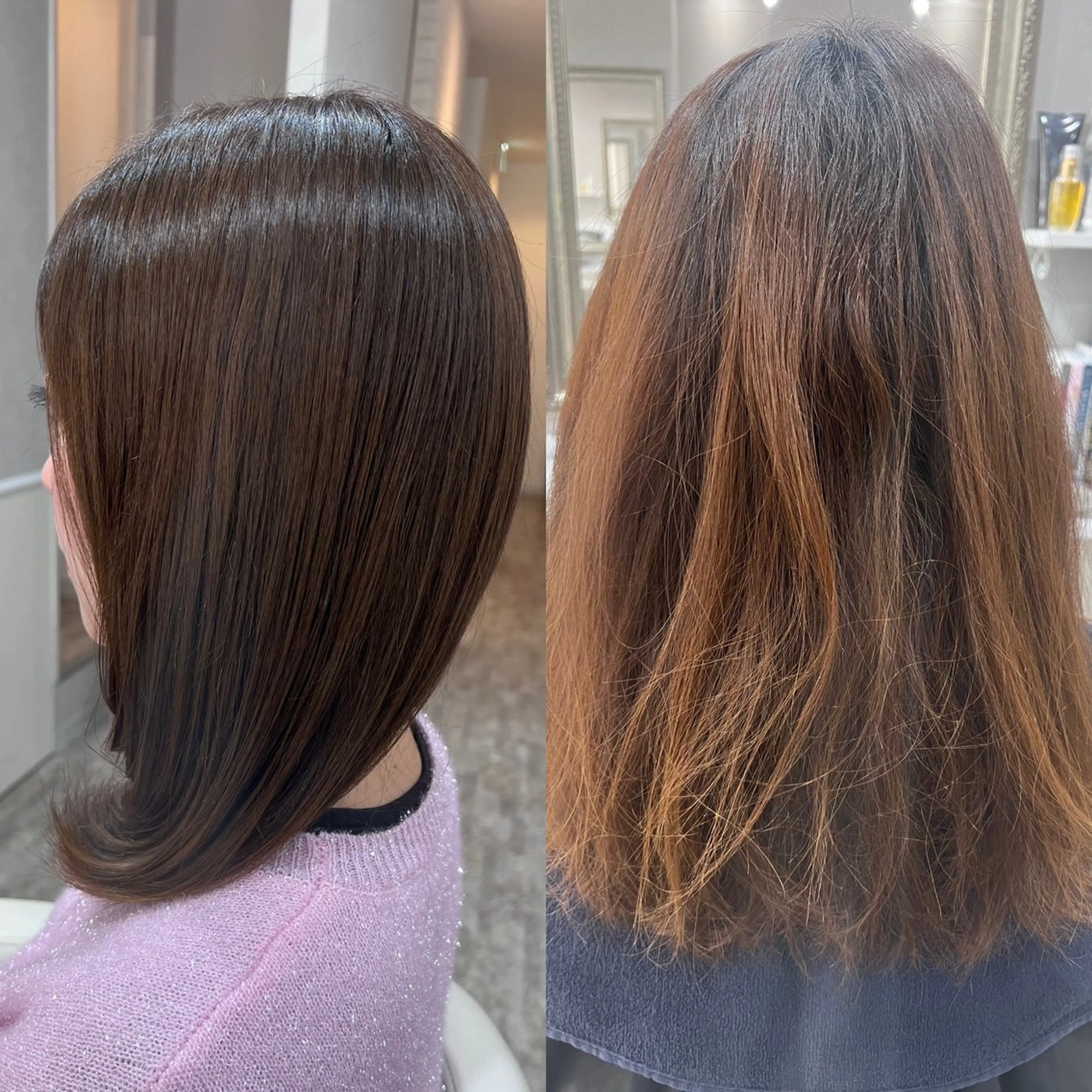 セミロング トリートメント 髪質改善 上品艶感カラーのヘアスタイル