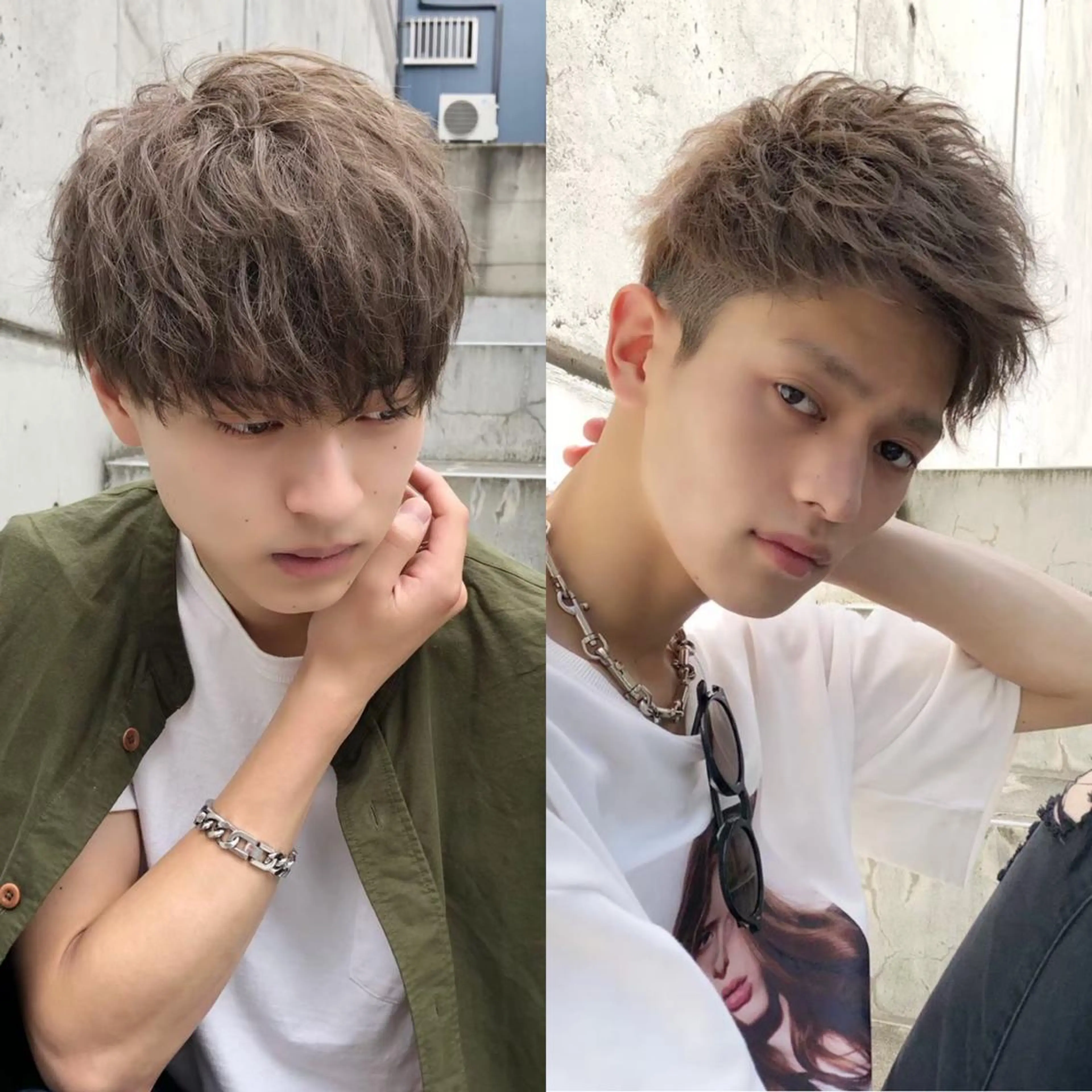 ショート カラー メンズ 透明感♡グレージュ ♡ミルクティー♡のヘアスタイル