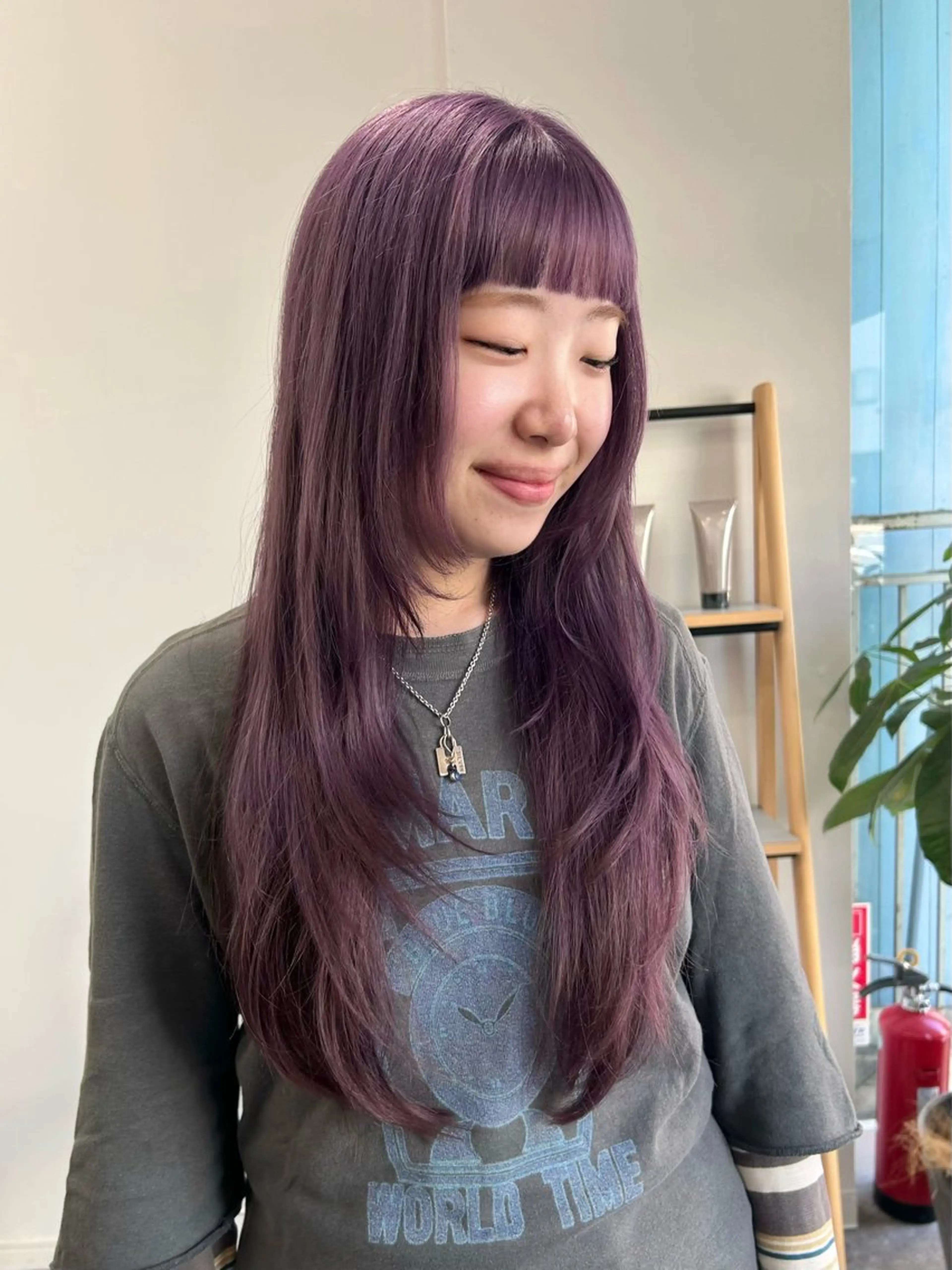 ロング カラー ブリーチ ラベンダーカラー ヘアカラー IO【イオ】ブリーチ/ダブルカラー/髪質改善/ケアブリーチ/ハイトーン/長野市/長野駅所属・金澤 希空のヘアスタイル