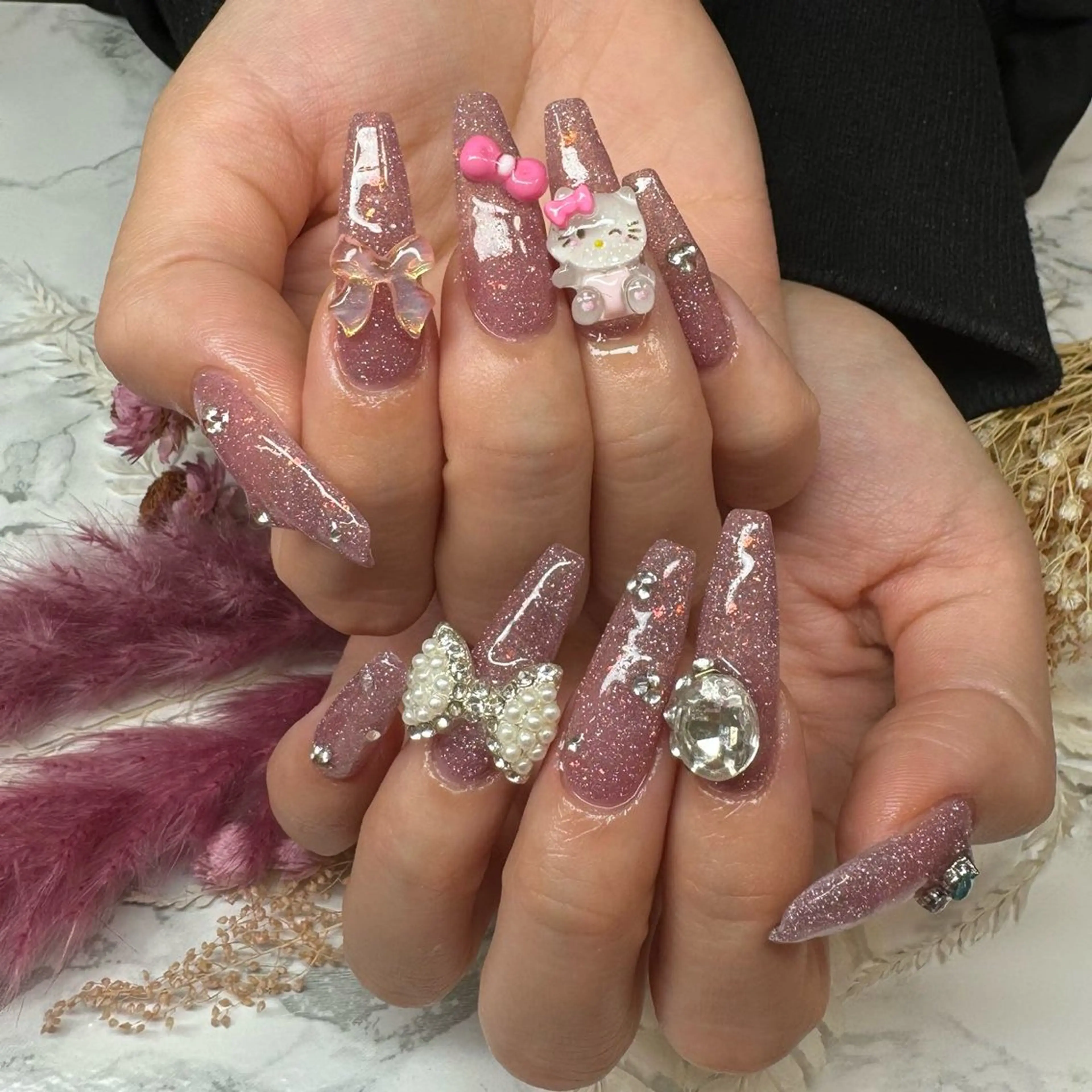 ネイル ハンドネイル はな💎ネイル ワンホン、長さ出しのネイルデザイン