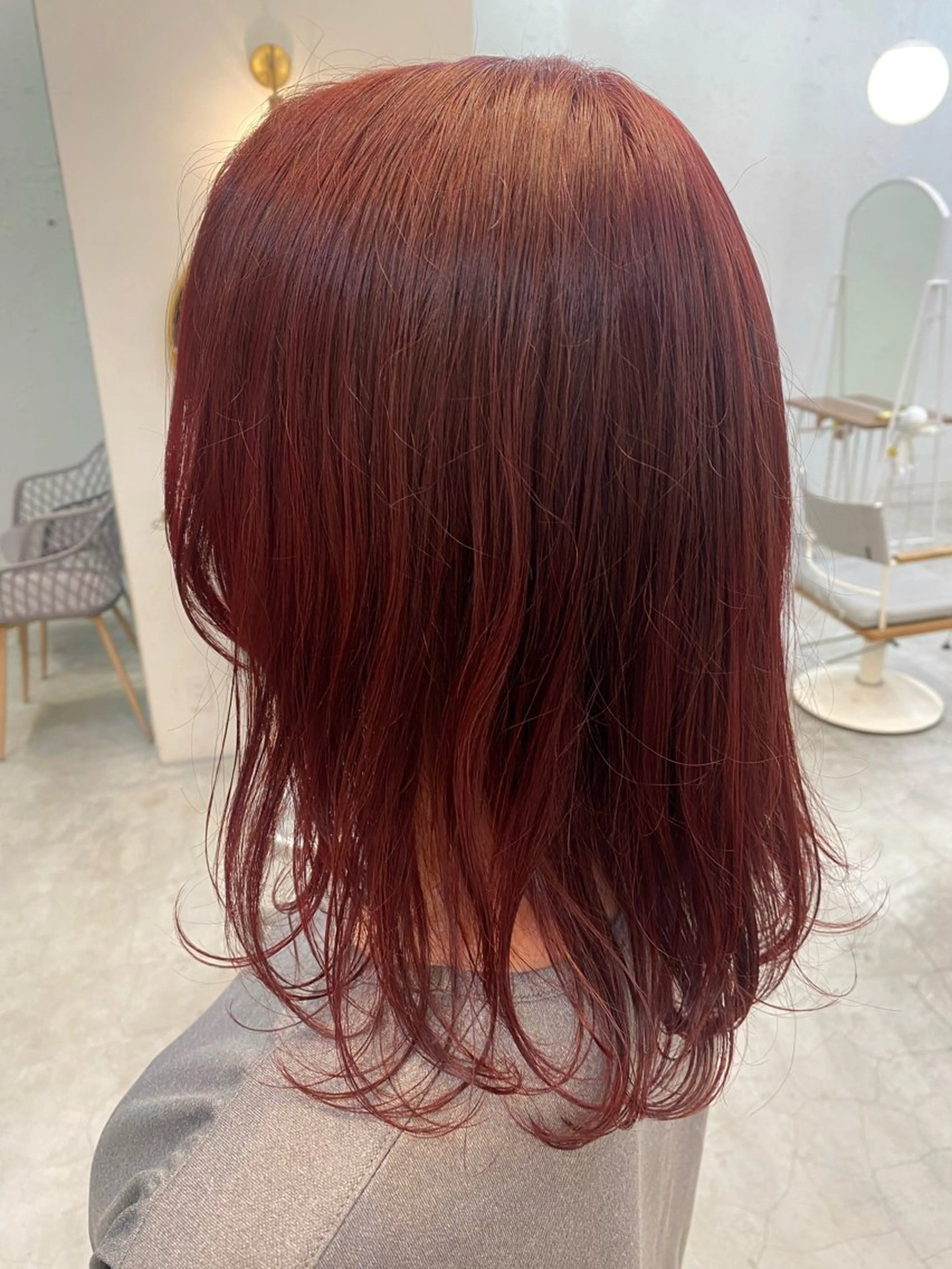 ミディアム カラー ブリーチ ブラウンカラー ブリーチなしカラー ピンクカラー ピンクブラウン ヘアカラー ROMMY.所属・ナギサ/本厚木/ ボブ/ミディアム🤍のヘアスタイル