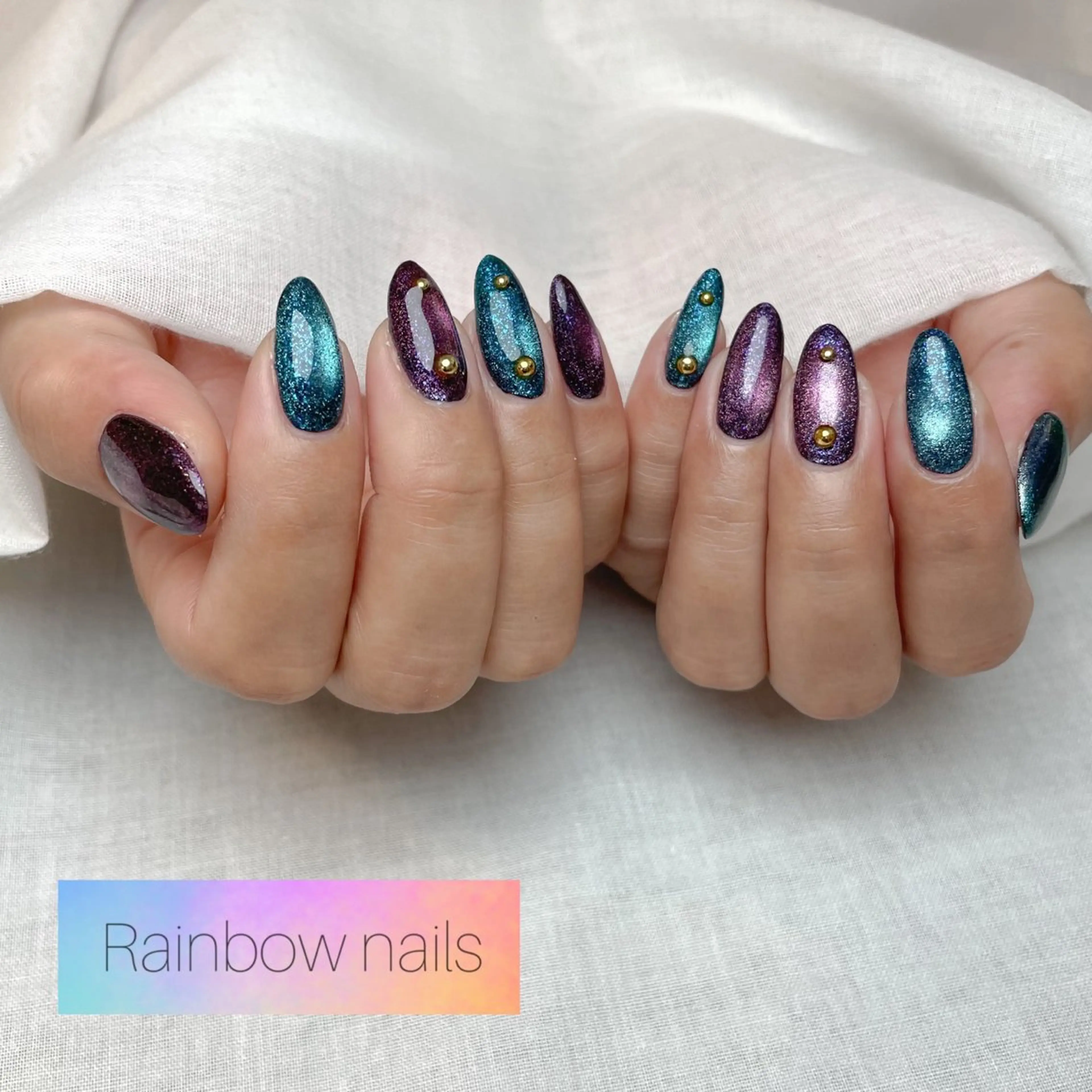 ネイル Rainbow nailsくろちゃんのネイルデザイン