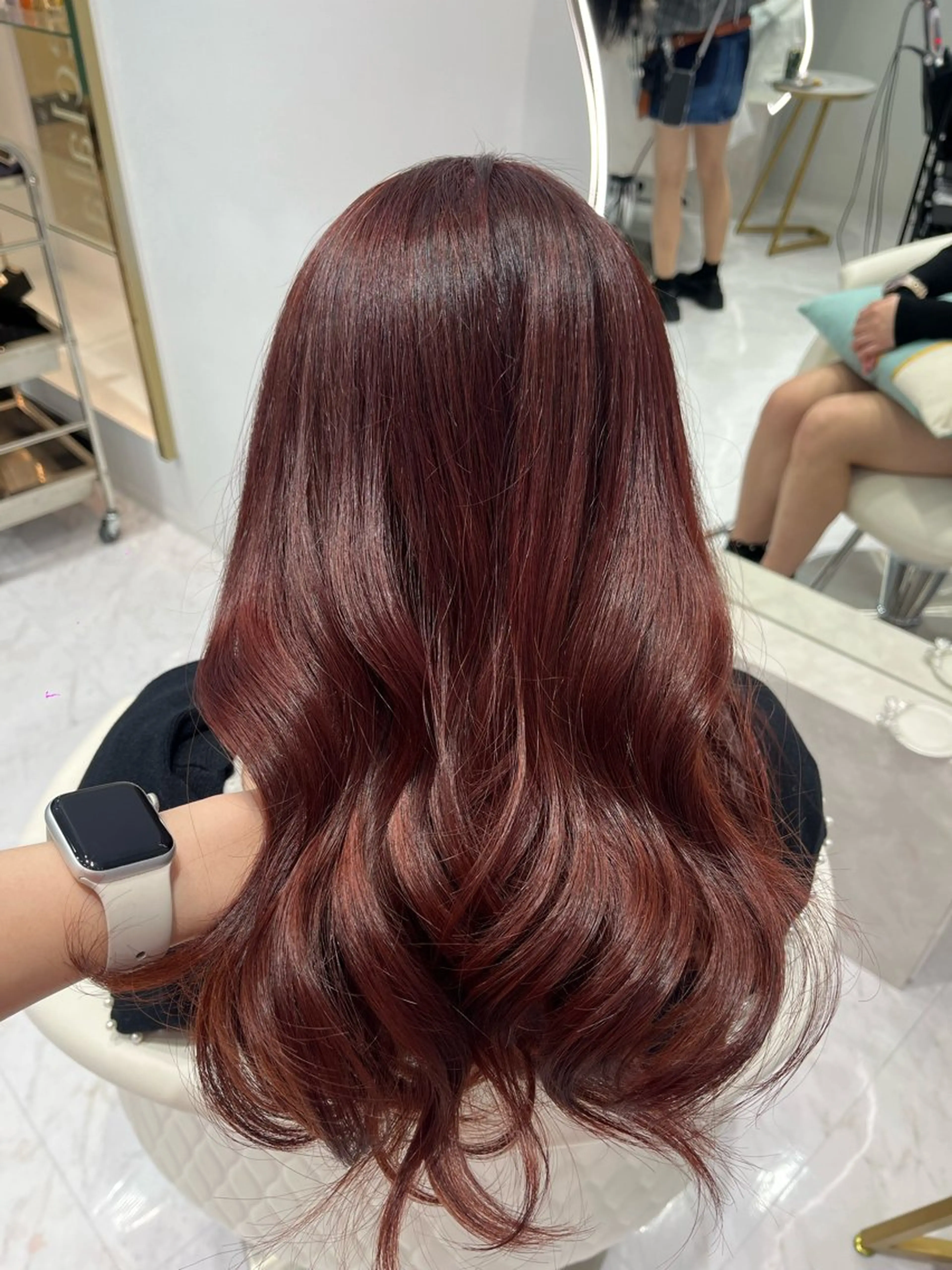 セミロング カラー レッドカラー カット ヘアカラー トリートメント 名駅/大人韓国ヘア 艶カラー/Rihoのヘアスタイル