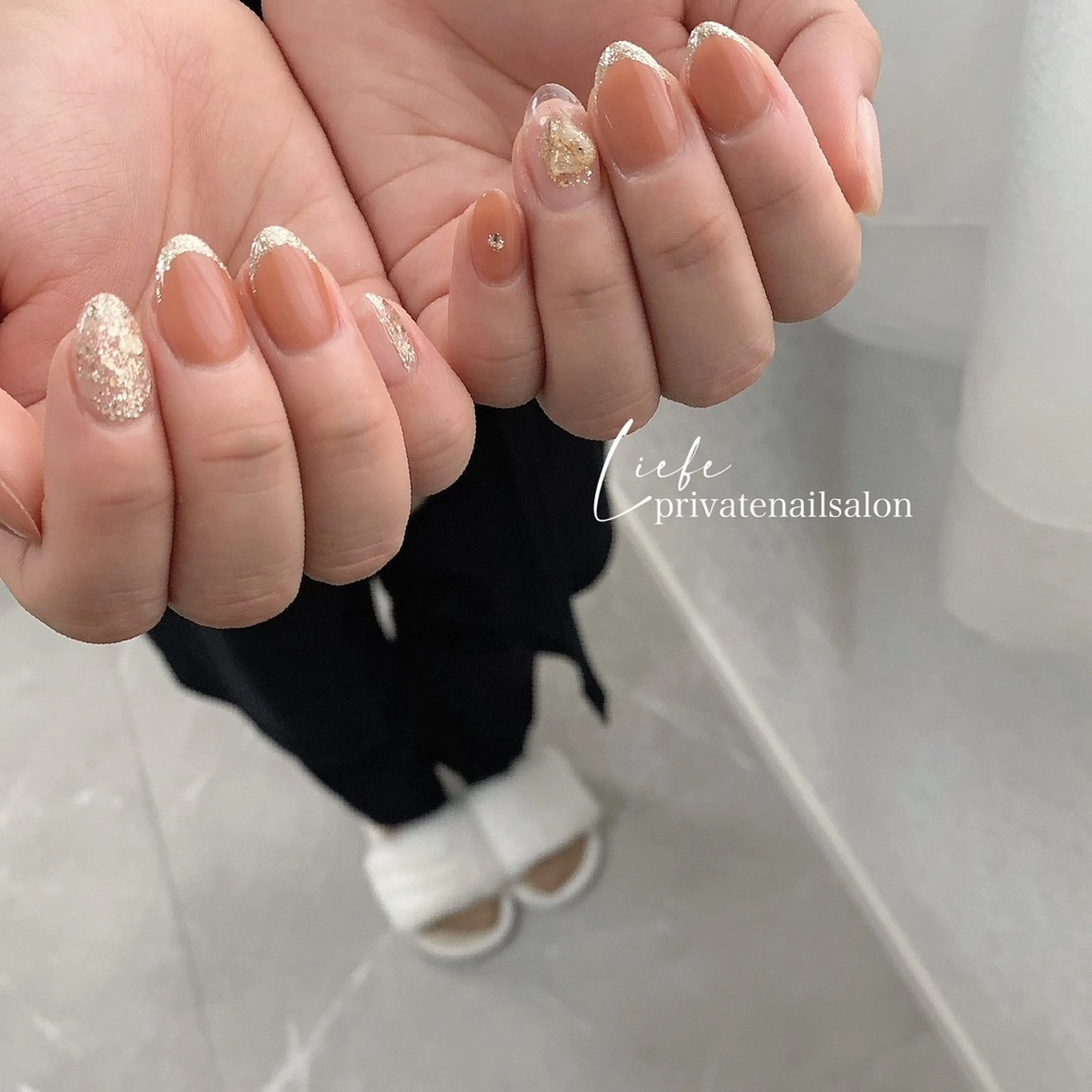 ネイル フレンチネイル ラメ(グリッター) ハンドネイル Liebe nailのネイルデザイン