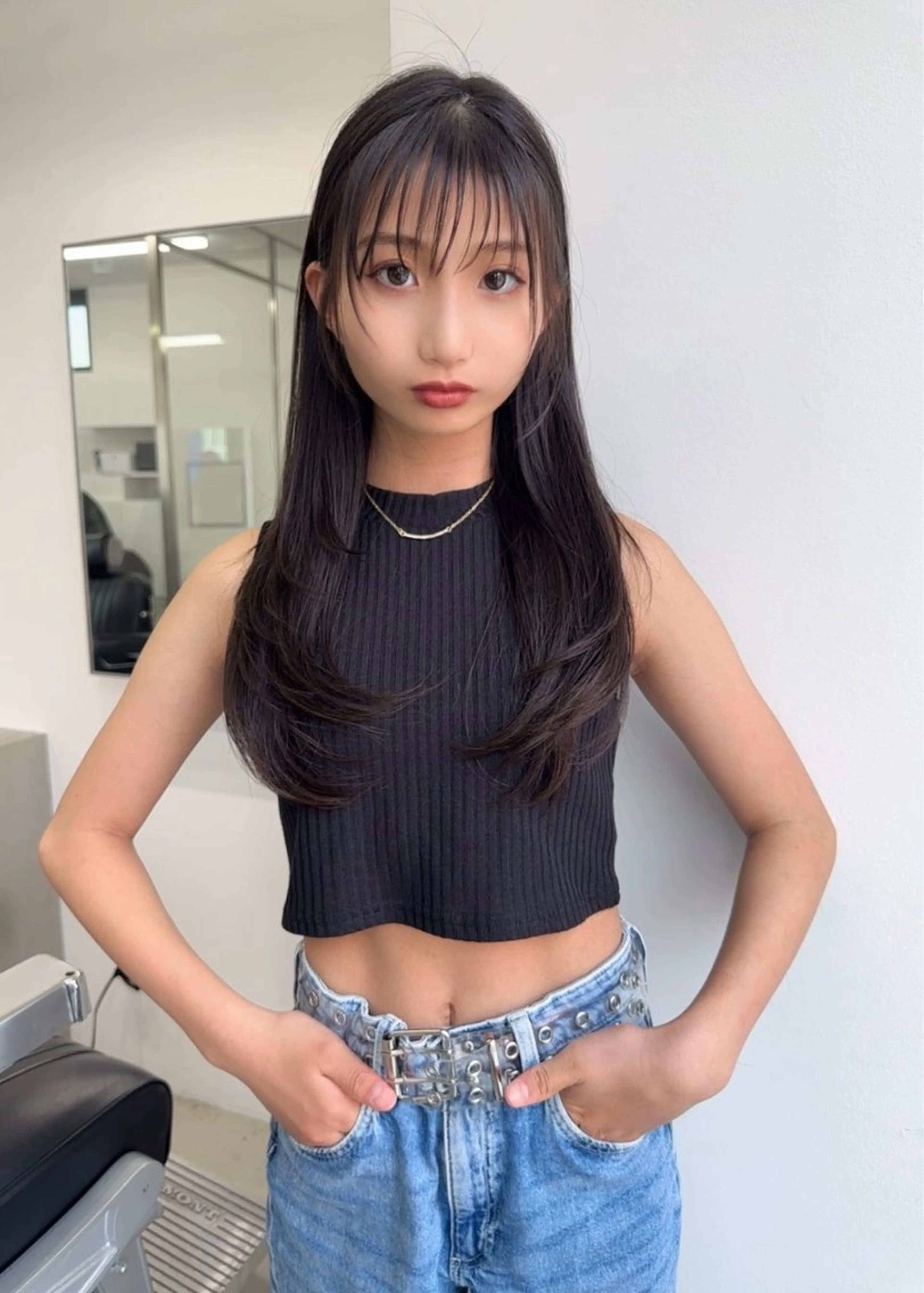 ロング カラー グレージュ 韓国風ヘア レイヤーカット カット ヘアカラー トリートメント 韓国ヘア/レイヤー /大嶽佑馬のヘアスタイル